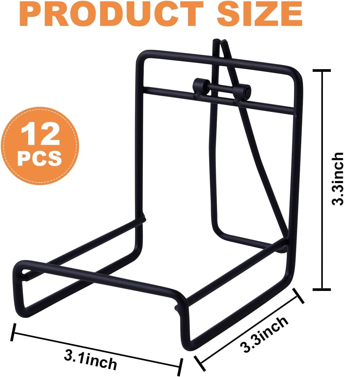 12PCS Coaster Holder for Round and Square Coasters, Matte Black Metal Coaster Holders for Tabletop, Iron Coaster Display Stand Storage Rack (Coaster Holders Without Coasters), 7.5x8.8x8.8CM