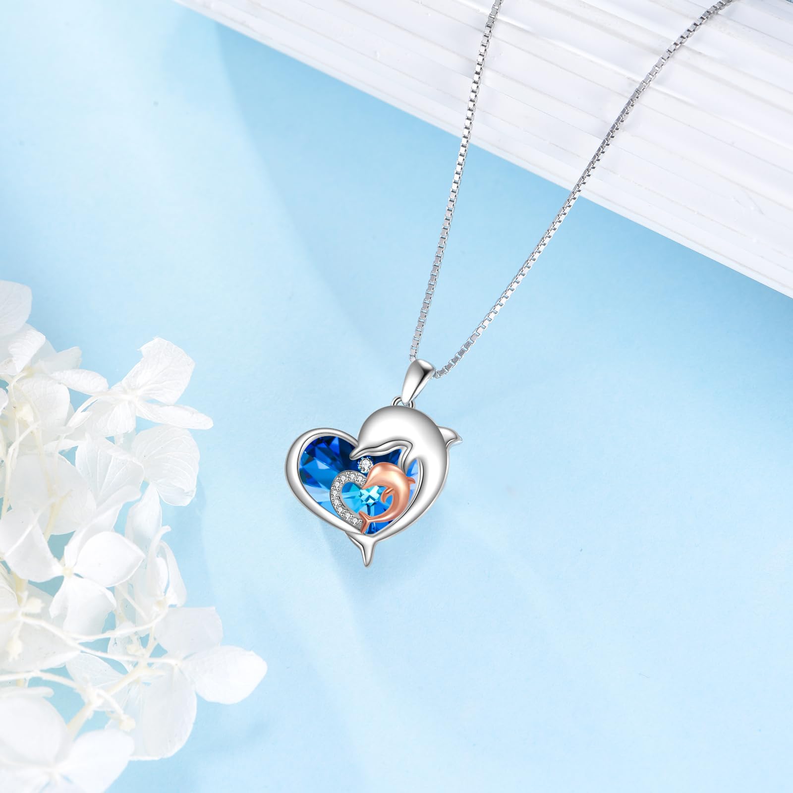 YAFEINI Sterling Silber Dolphin Anhänger Halskette Schmuck Geschenke für Damen Mädchen mit Kette 45cm