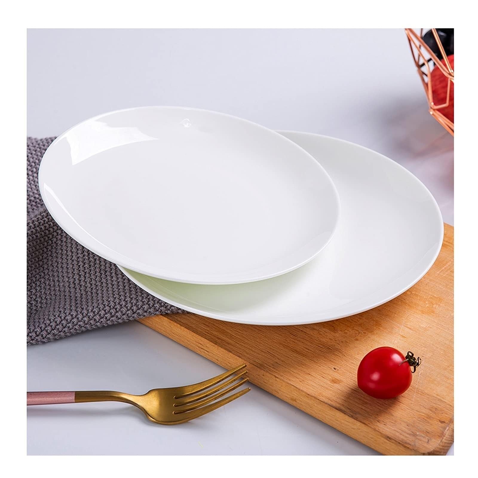 6-Częściowy Zestaw Ceramicznych Talerzy Obiadowych, Eleganckie Białe Talerze Do Steków, Makaronów, Sałatek I Przekąsek – Idealne Do Użytku Rodzinnego, Restaurac