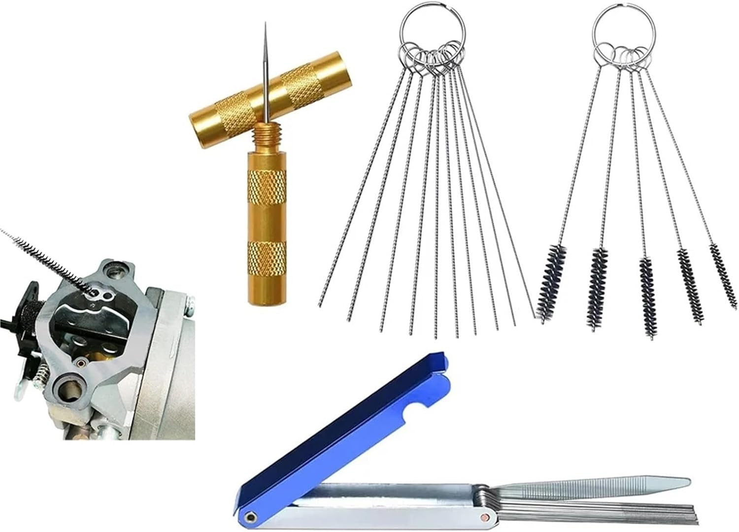 Carburetor Carbon Dirt Jet Remove 13 Cleaning Needles 15 Brushes Tool Kit For Automobile Motorcycle for ATV Welder Carb Chainsaw