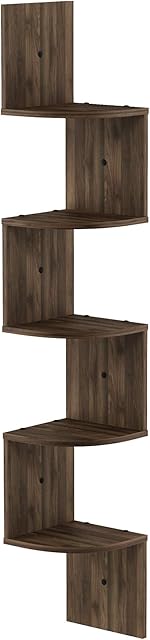 FURINNO Wall Mounted Shelves, Wood, Espresso, one size