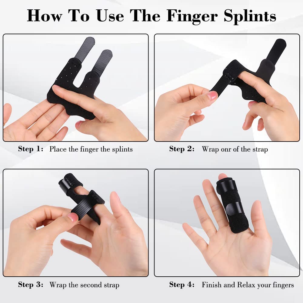 ACWOO Fingerschiene, 2 Stück Fingerglätter Finger Schiene Stabilisator, Weicher Bequemer Fingerstütze, Fingerbandage für Gebrochene Verstauchte Arthritis oder Tendinitis (Schwarz)