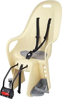 POLISPORT 8408100003 - Silla Trasera KOARI para Bicicleta con Ruedas de 26'' a 29'' Apta para niños con Peso máximo de 22kg con Anclaje en el portaequipajes en Color Amarillo Moon/Gris