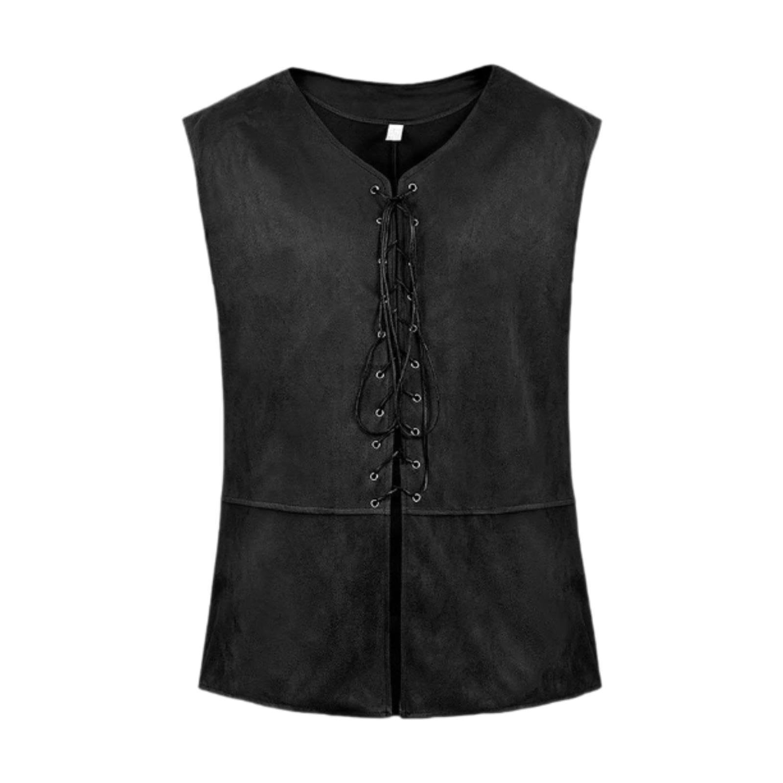 nivaa Men Renaissance Vest Tank Tops Medieval Costumes for Steampunk Party Cosplay L Black-picture-48