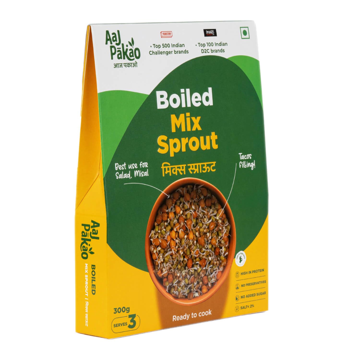 Aaj Pakao - Boiled Mix Sprout | 300gms | Ready to Cook | Matki + Moong + Chana + Masoor Sprout Beans | For Instant Healthy Salad/Soup/Curry | 100% Natural & No Added Preservatives (Pack of 1) (B0BDH2H3F5) Amazon Price History, Amazon Price Tracker