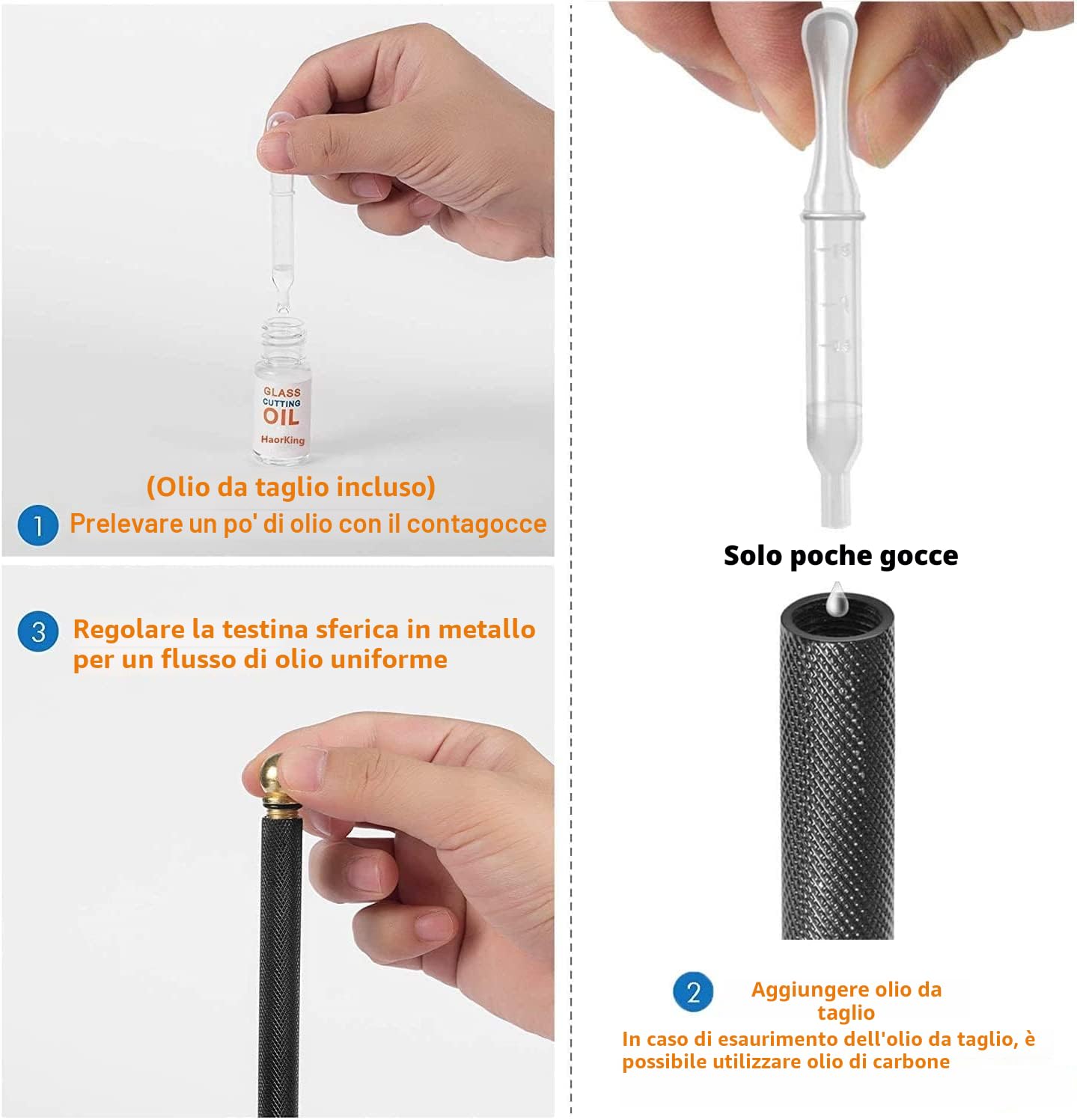 Tagliavetro Professionale con olio da taglio per vetro, testa da taglio da 2 mm a 20 mm, strumento tagliavetro con punta in metallo duro per specchi e mosaici in vetro spesso