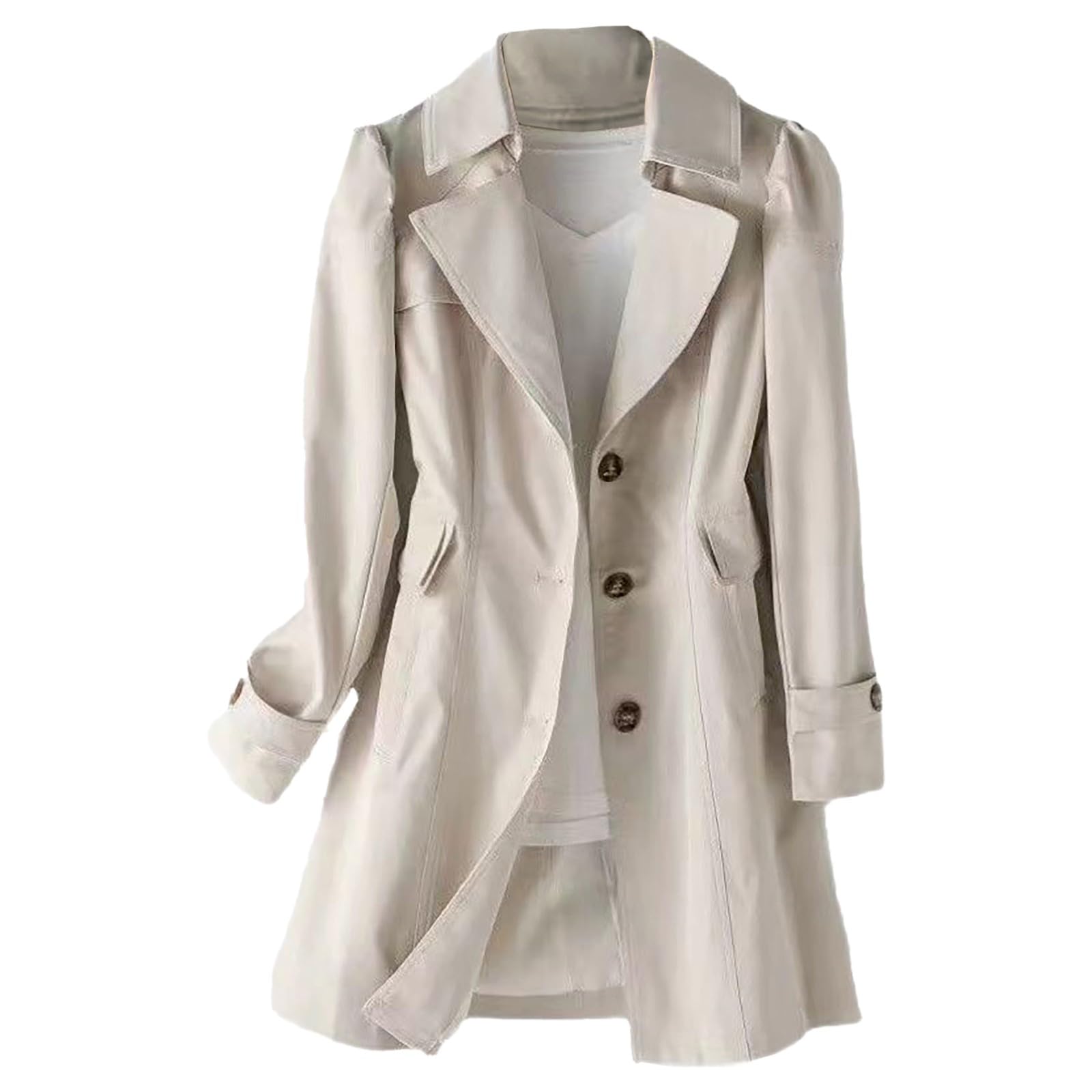Trench-coat mi-long coupe-vent élégant pour femme coupe-vent léger et respirant coupe slim croisé pour le travail idéal pour l'extérieur collection automne