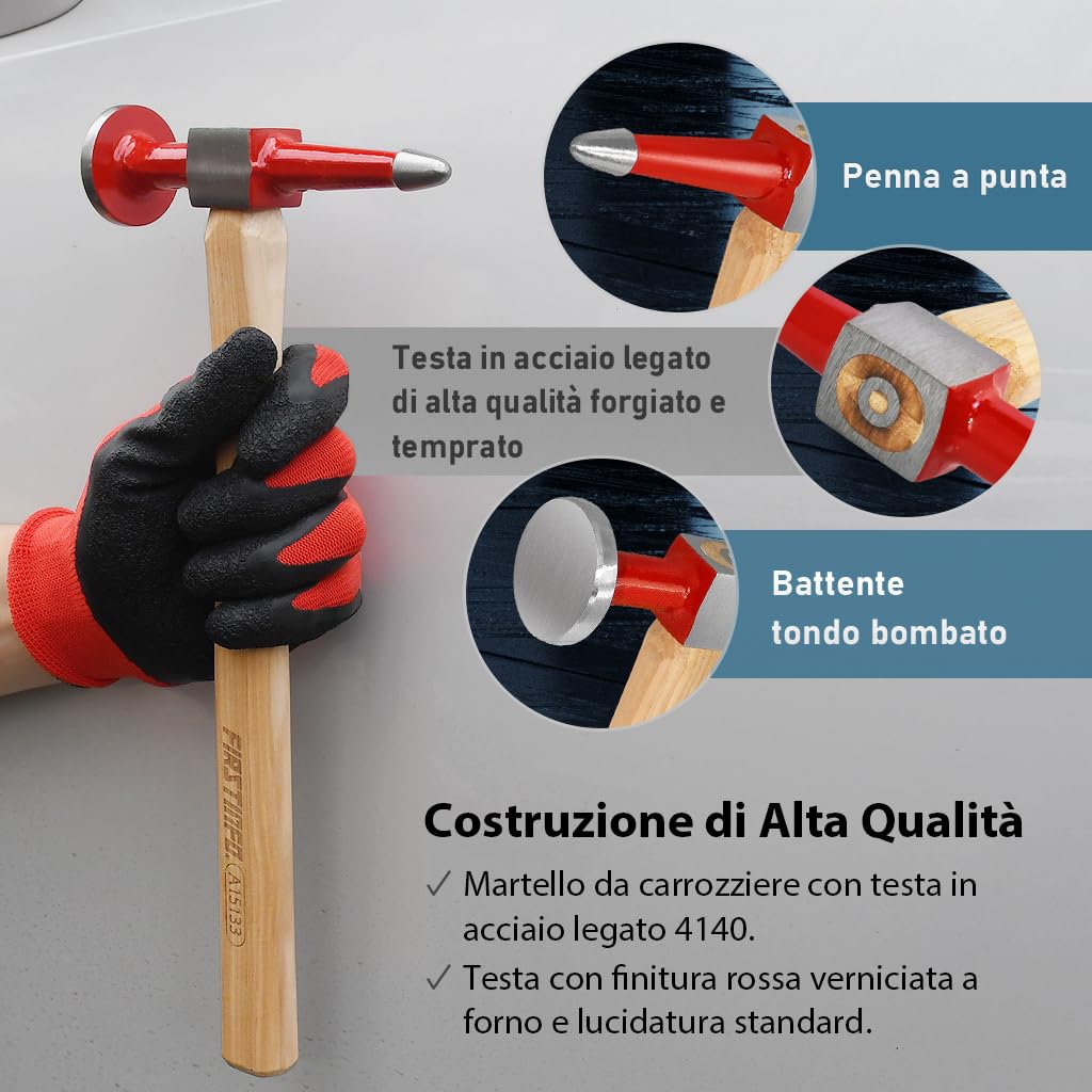FIRSTINFO A15133 | Martello a testa tonda | Martello diritto e finitura