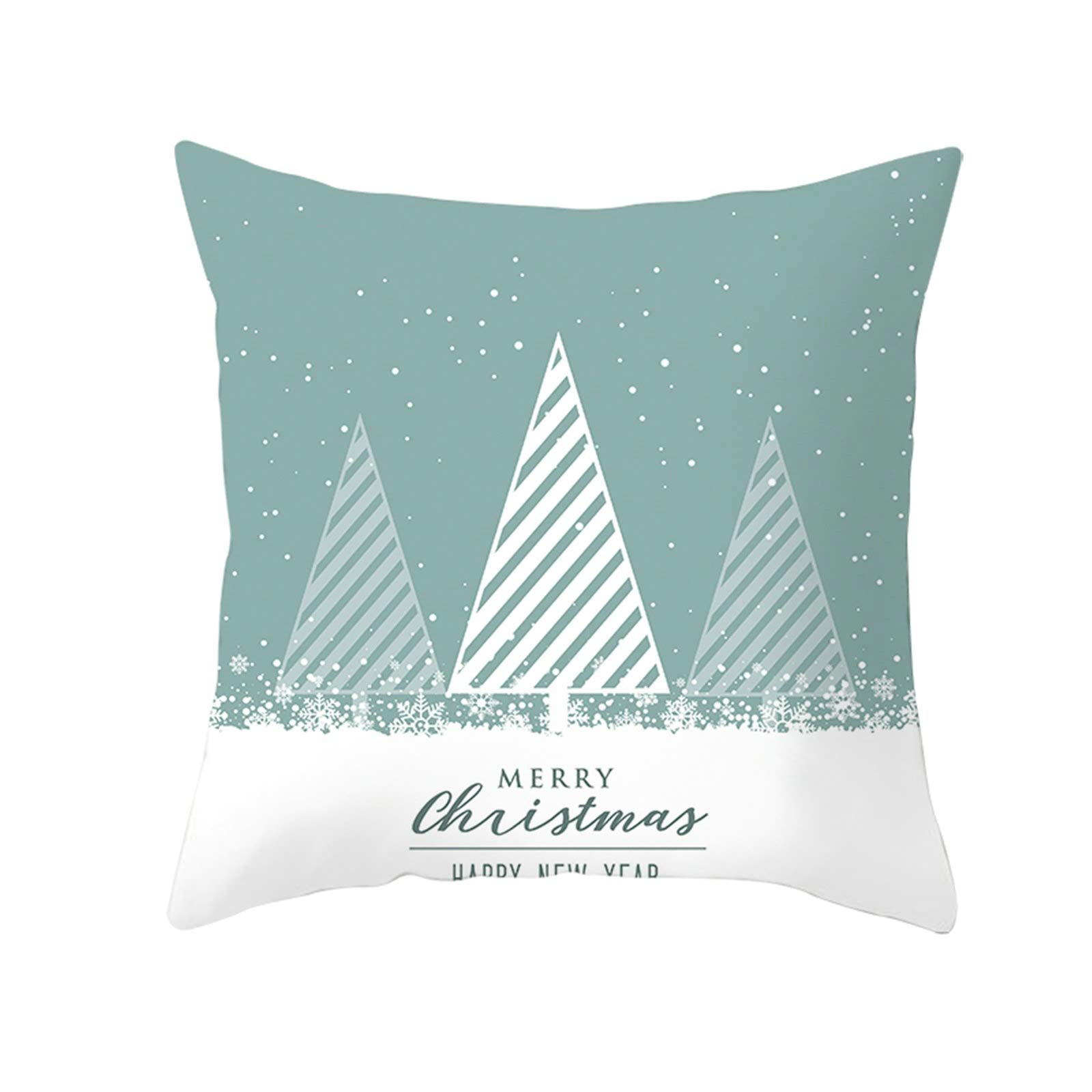 Aeici Pillow Covers Rectangle, Snowflake Christmas Tree Shape Pillow Case Cover Throw 40x40cm Pillowcase for Decorative Pillow Light Green White