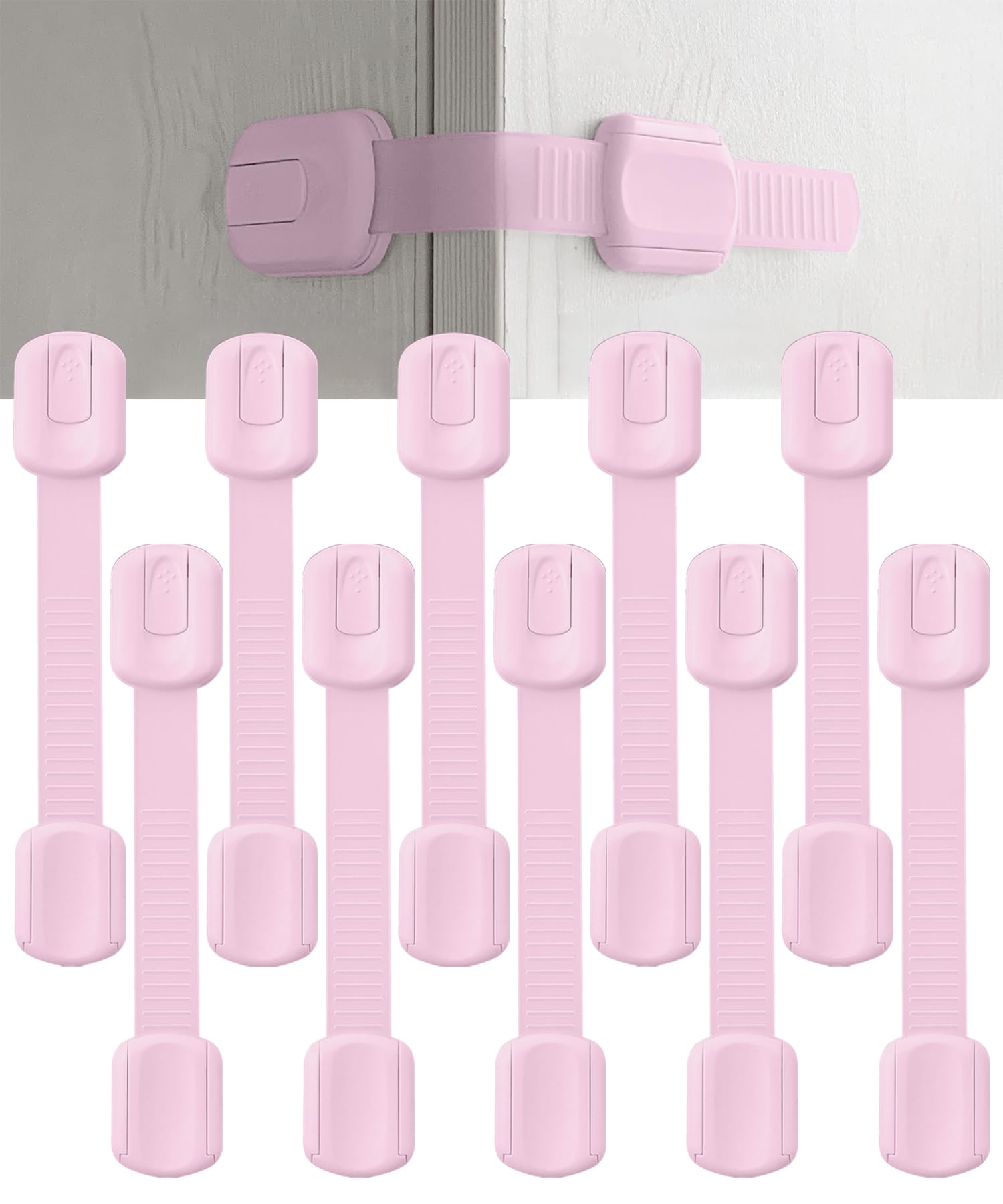 Bates- Child Safety Strap Locks, 10 Pack, Pink
