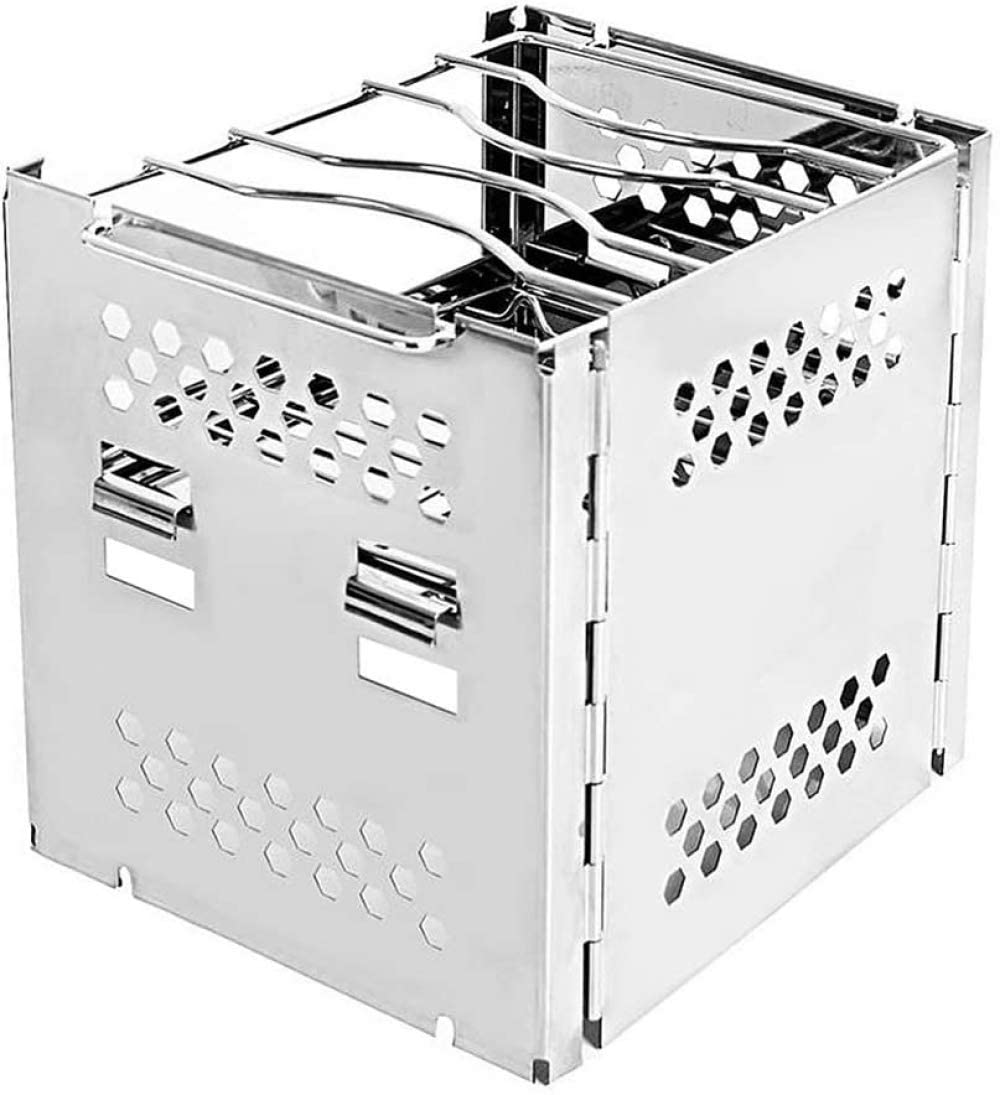Réchaud de Camping Pliable Sac à Dos Réchaud Portable Mini Réchaud à Bois Pliant Réchaud en Acier Inoxydable Pique-Nique Grill Réchaud pour Camping en Plein Air Cuisine,A