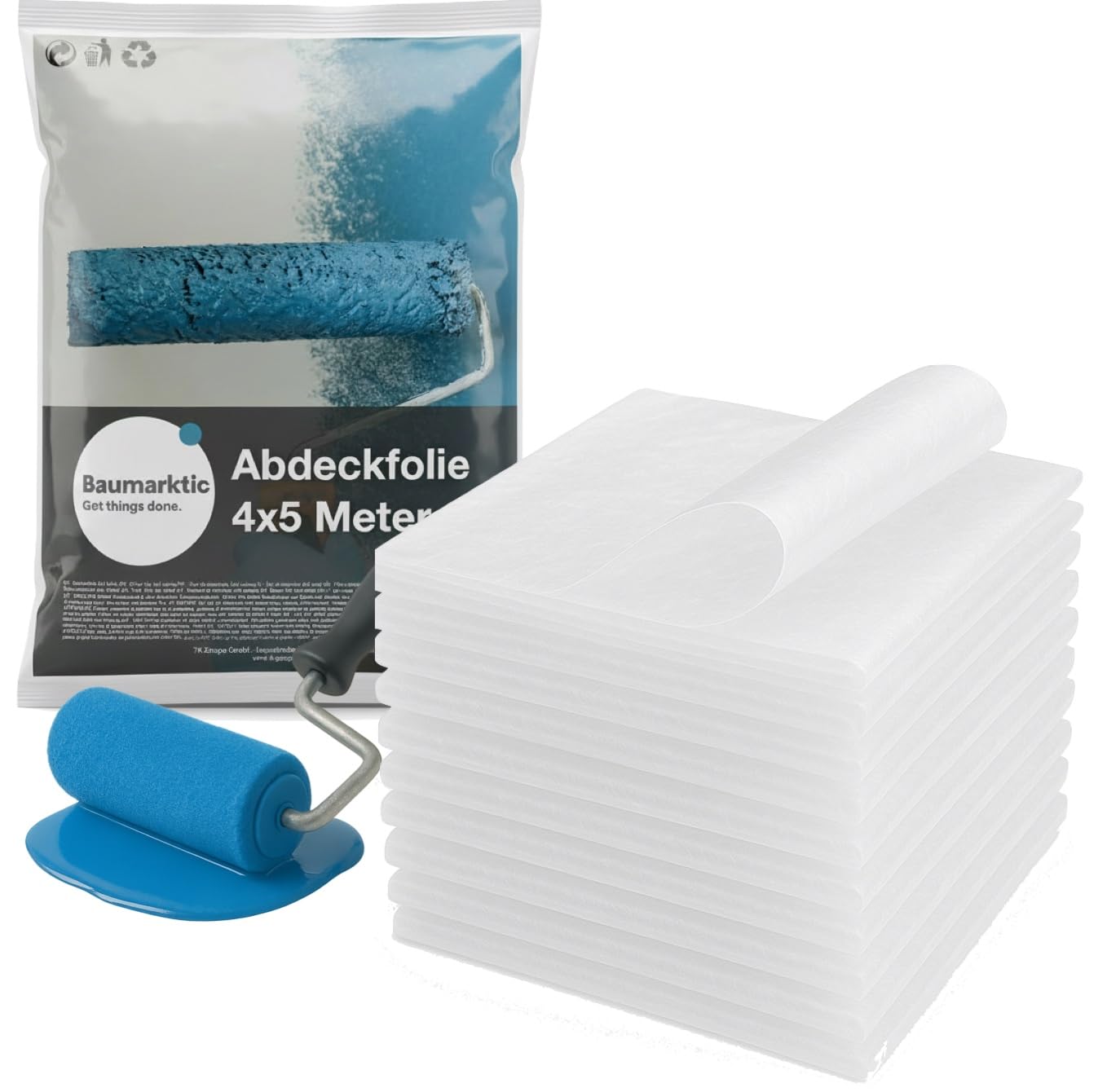 6x Malerplane 4x5 meter - Abdeckfolie - transparent & extra stark - als Malerfolie & Malervlies - Abdeckplane für Umzug & Renovierung