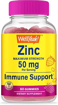 WellYeah Zinc Gummies 50 mg - Supports Healthy Immune Function and Antioxidant Health - Natural Berry Flavor - Gluten-Free, GMO-Free - Chewable Gummy Dietary Supplement - 60 Gummies