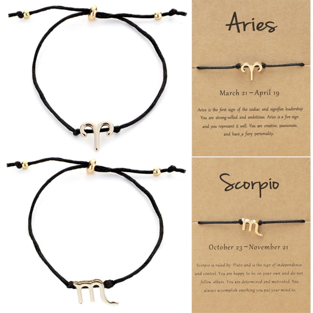 Bracciale 12 Costellazioni - Bracciale Regolabile Con Simbolo Oroscopo In Corda Nera, Collezione Di Personalizzazione Simbolo Costellazione Zodiacale, Bracciale Per Uomo Donna, Gemelli, 25 Cm
