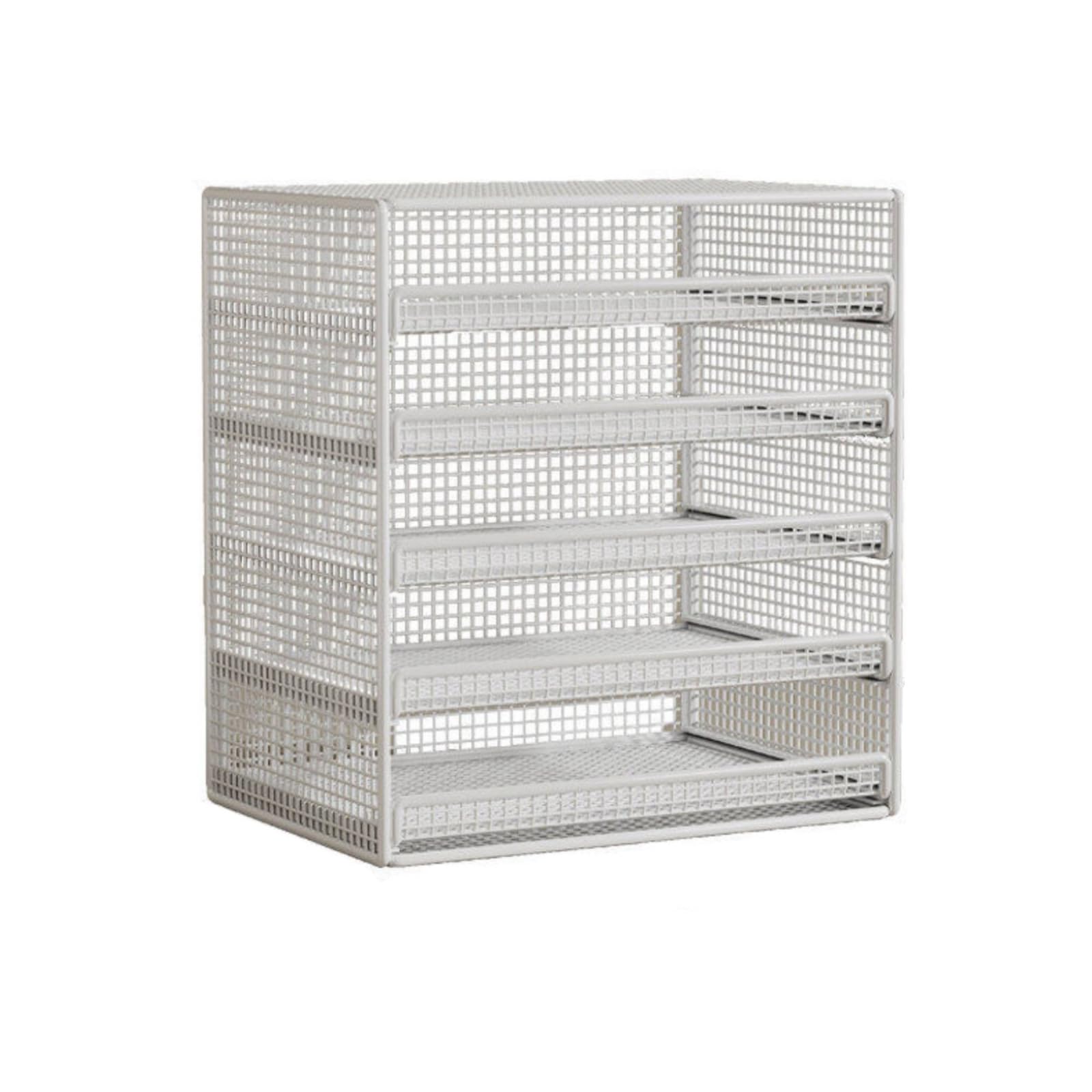 Estante de oficina apilable con cajones de malla metálica color marrón cálido