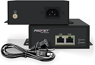 Procet Industrial Gigabit 75W PowerOver Ethernet Adapter Ultra 802.3bt-PoE-Midspan-Injector AC Input 75WOutput (6KV Surge Protection) IEEE802.3af,802.3at poe++, PT-PSE107GHRO-A
