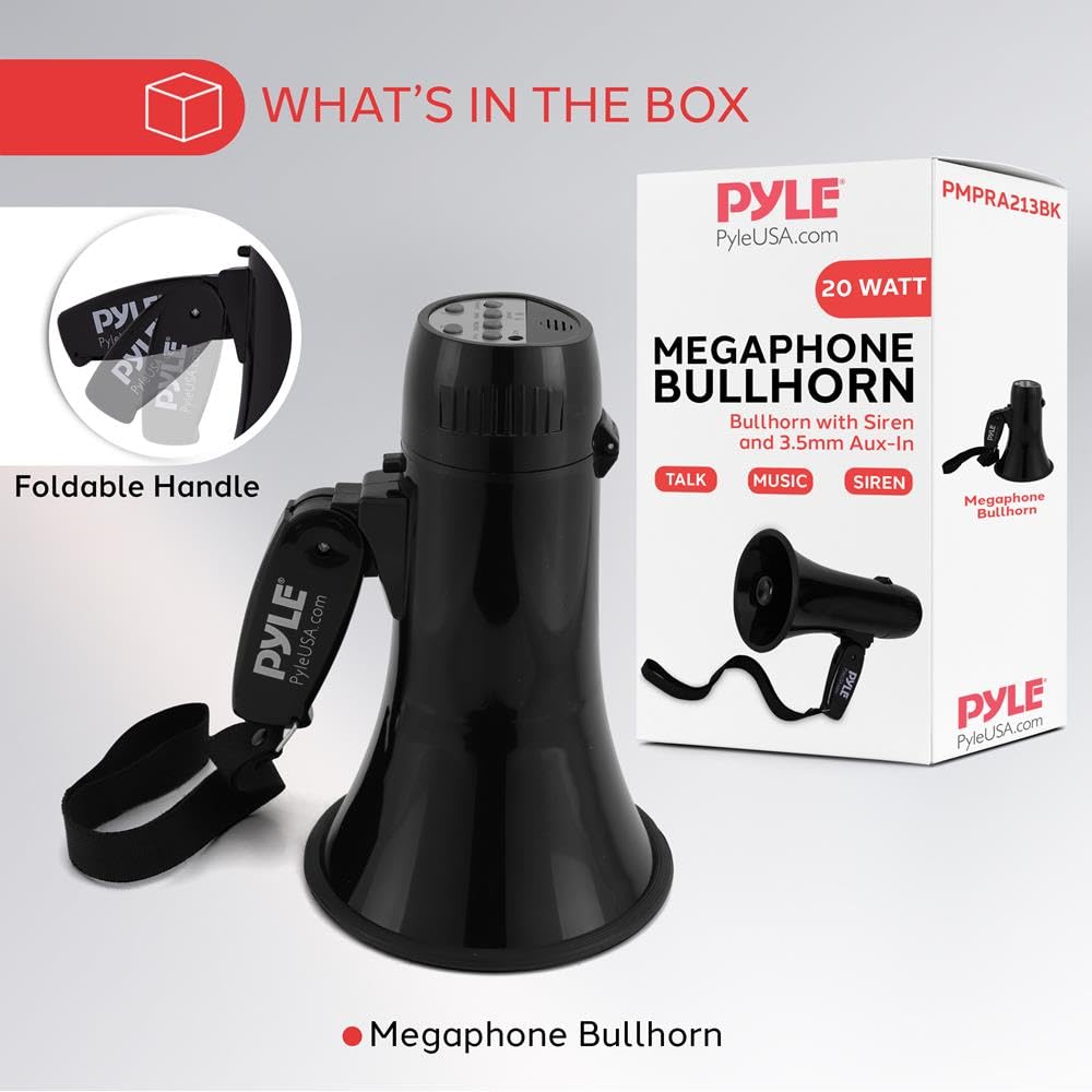 Pyle Pyle - Megafono Sirena Bullhorn Altoparlante, Portatile e Leggero Automatico Bullhorn per Interni ed Esterni (Blu Trasparente) Unisex Adulto