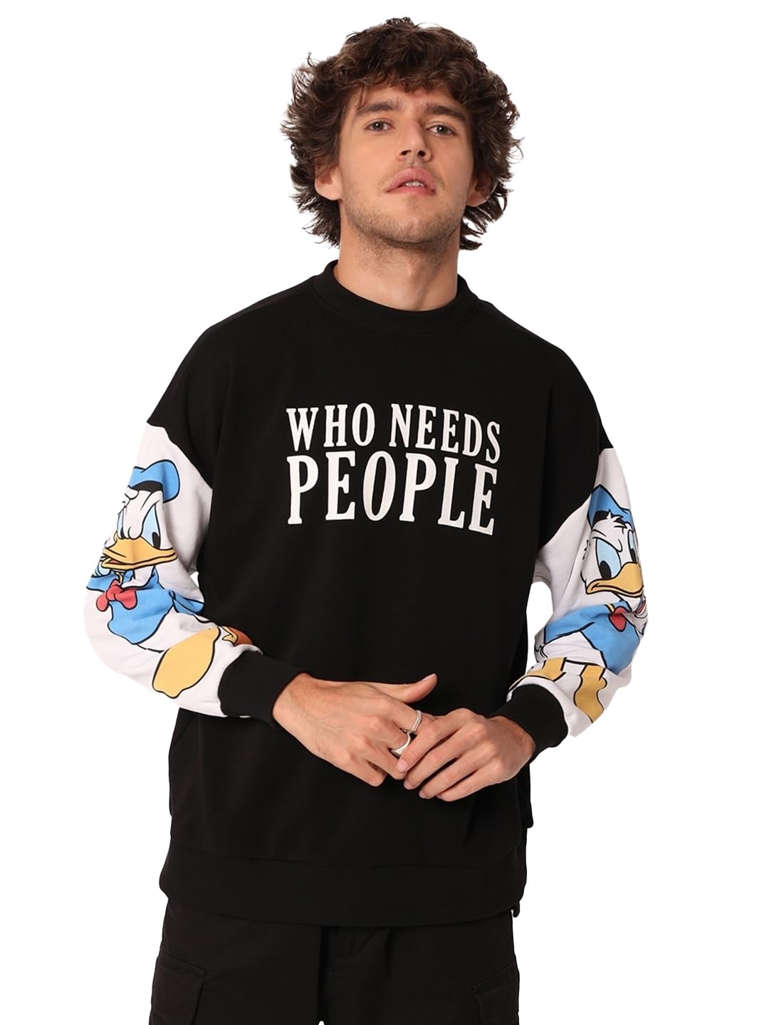 Men's Graphic Print Oversized Fit Full Sleeve Round Neck Fleece Sweatshirt-image-41