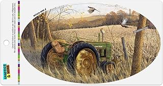 Tractor on The Farm Automotive Car Refrigerator Locker Vinyl Euro Oval Magnet