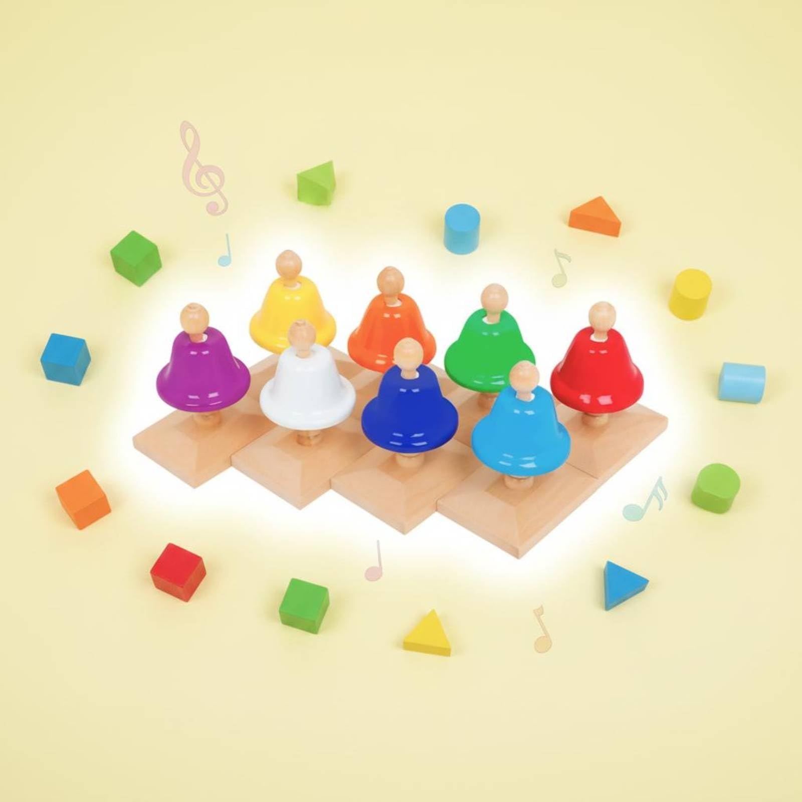 Campana Educativa Infantil Campanas Mano Instrumento Musical Juguete Aprendizaje Madera Metal Práctica Percepción Juego Interactivo Adecuada para Niños Aula Música