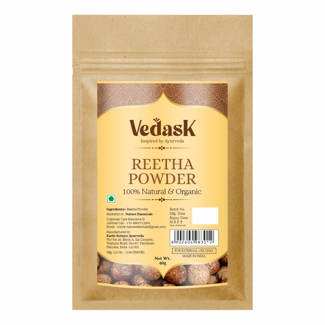 100% Natural & Organic Reetha (Soapnut) Powder for Hair Wash & Scalp Treatment | Gentle Cleansing Agent for Healthy Hair | Suitable for All Hair Types - 40gm-picture-43
