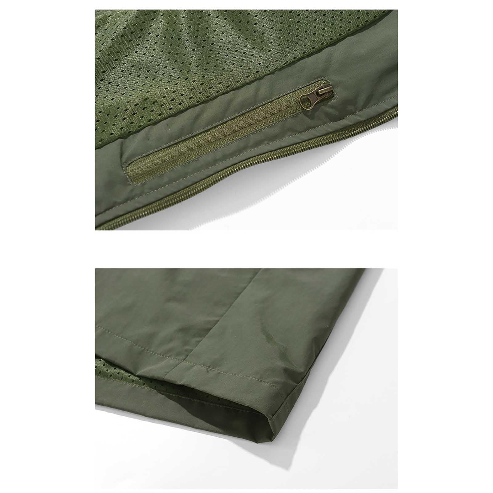 Generisch Chaleco de primavera y verano para hombre, cuello informal, bolsillo cargo chaleco abrigo