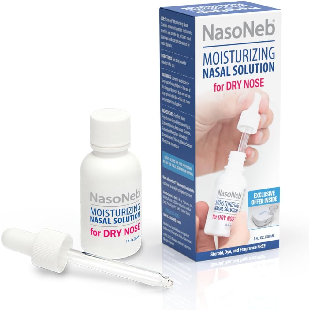 NASONEB Saline Nasal Spray for Dry Nose & Sinus Congestion Relief – Steroid-Free Moisturizing Nasal Spray, Non-Habit Forming Saline Solution, Soothes Irritated Nasal Passages, 1 fl oz (30mL)