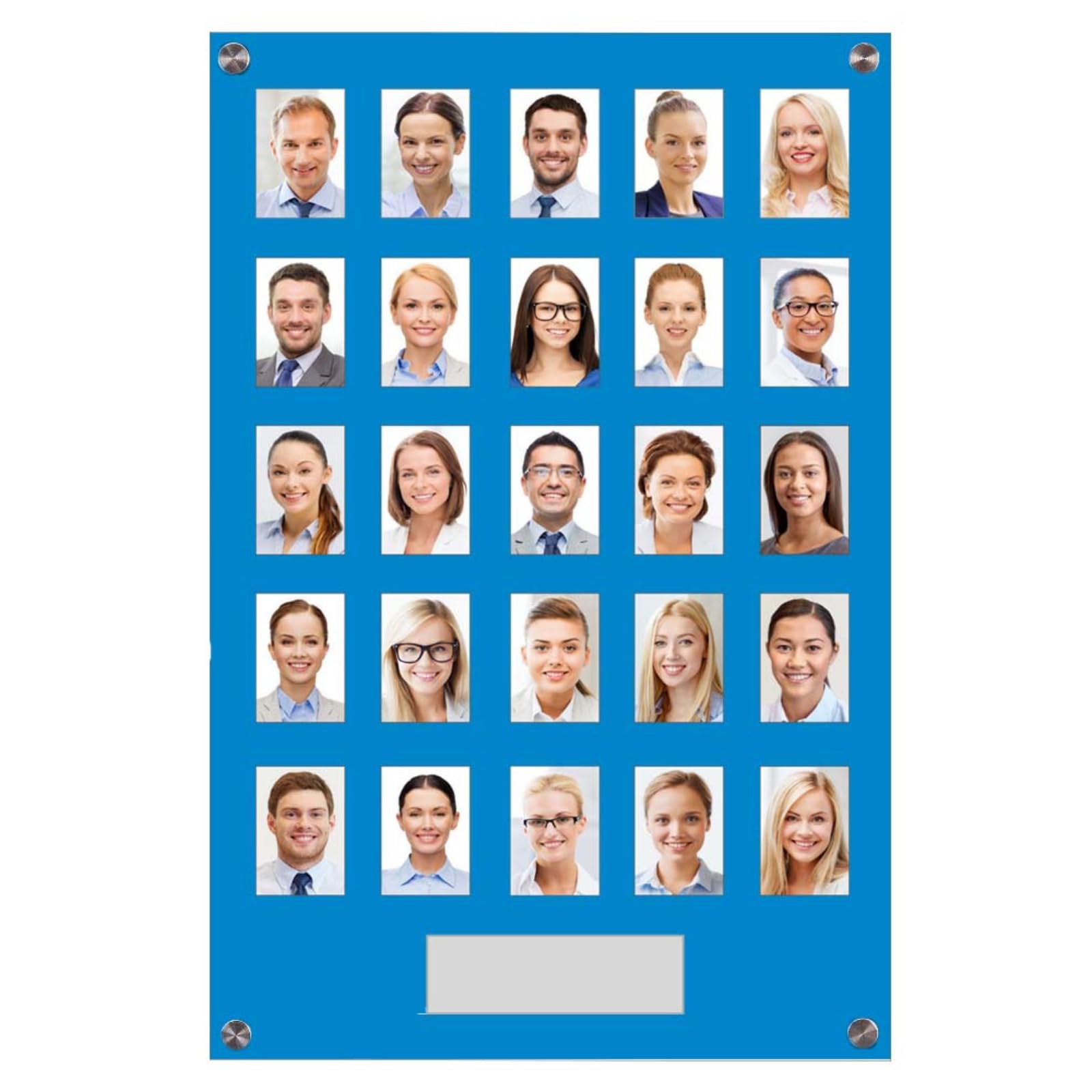 Get Acrylic Photo Frames - Light Blue 25 Pocket Image Staff, Student, Employee Display Board With Pocket Header. 605mm Height x 400mm Width (60.5cm x 40cm)