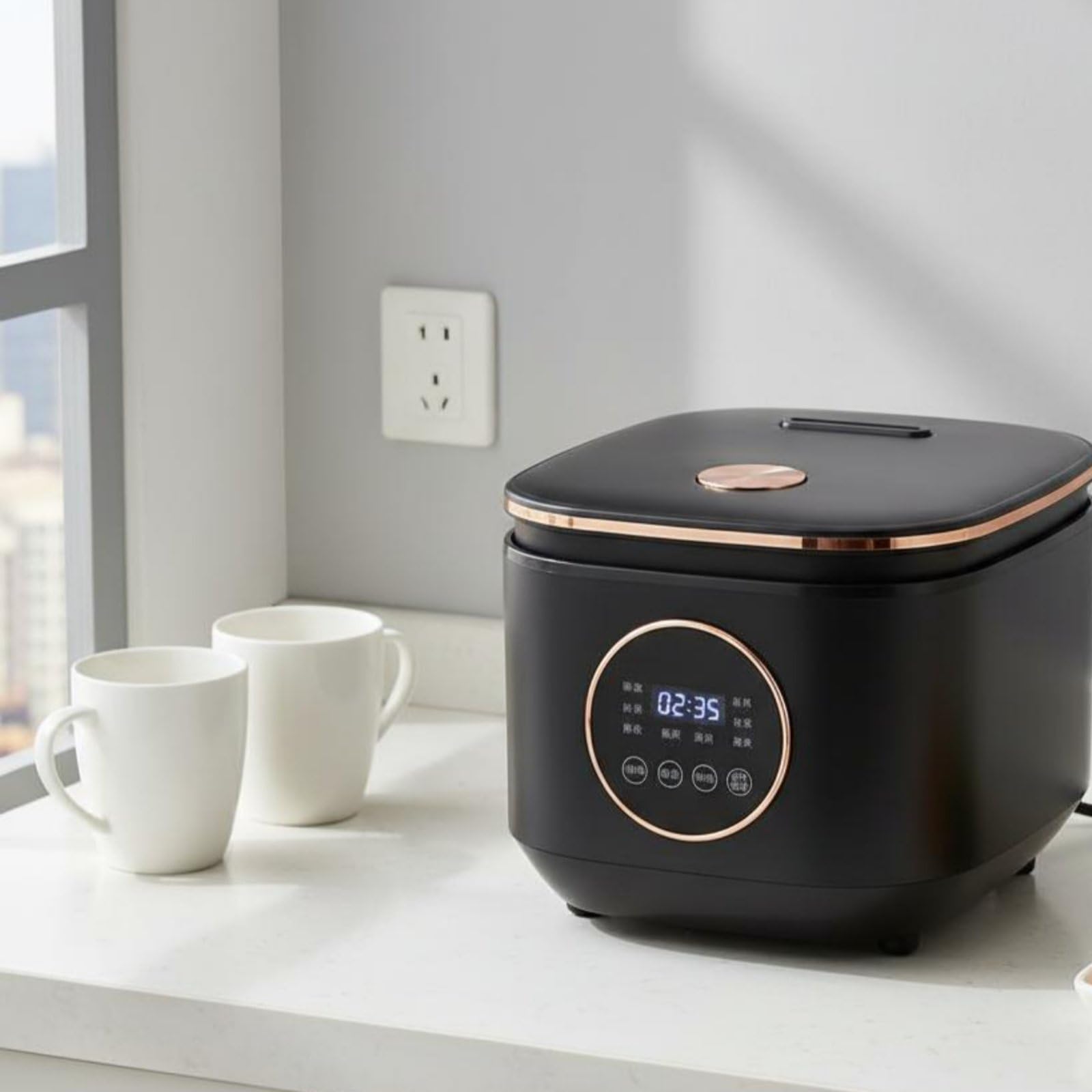 Colcolo Cuociriso Elettrico Mini Cuociriso Pentola Multifunzione Vaporiera Antiaderente Controllo Semplice Mantenimento Caldo Termica Adatto a Studenti Lavoratori Pranzi Veloci Casa, Bianco Riso