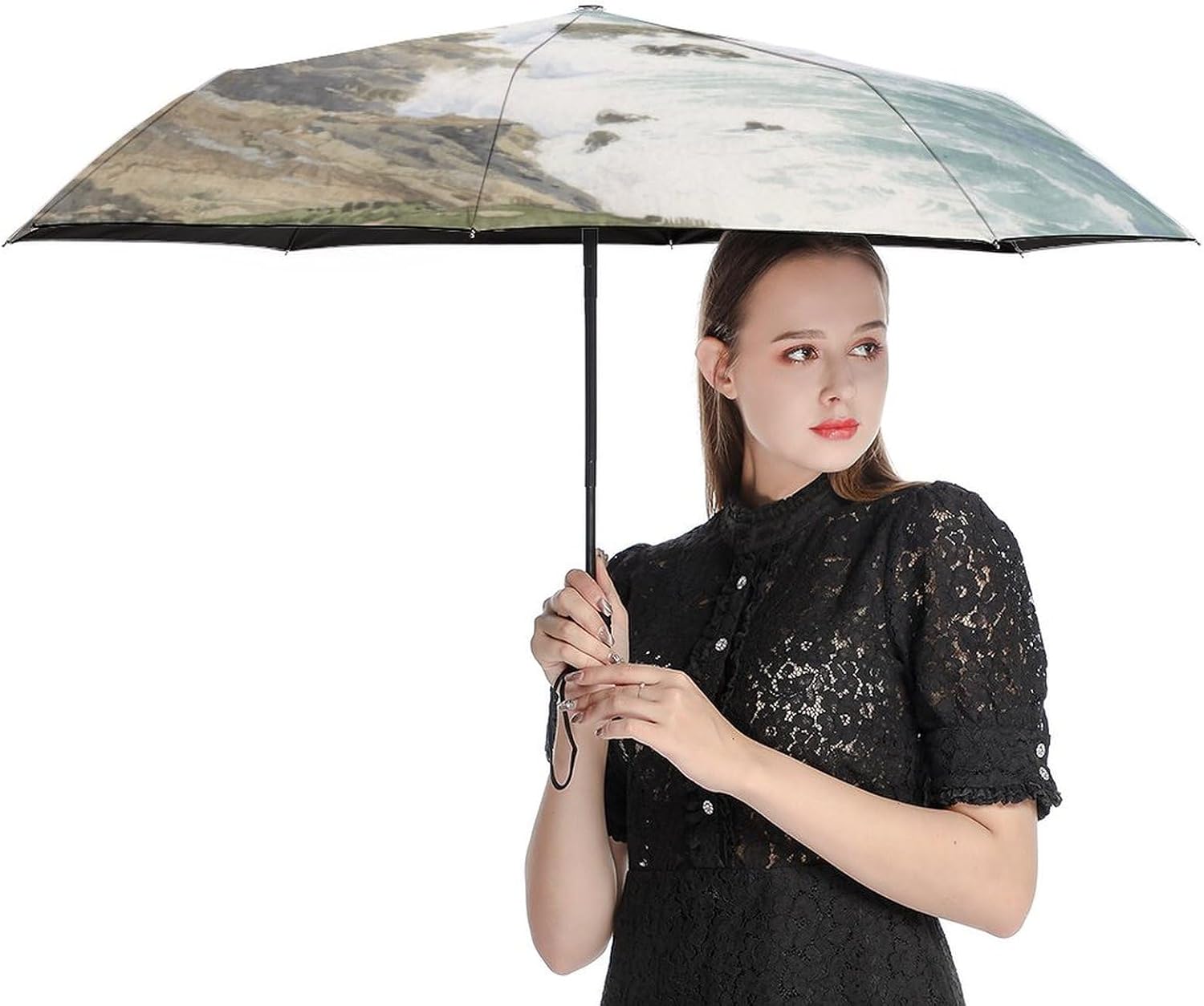 Cape of Good Hope Windproof Travel Umbrella, One-Click Automatic Open And Close, Portable Compact Folding Umbrella for Women Men, Fits Backpack & Car