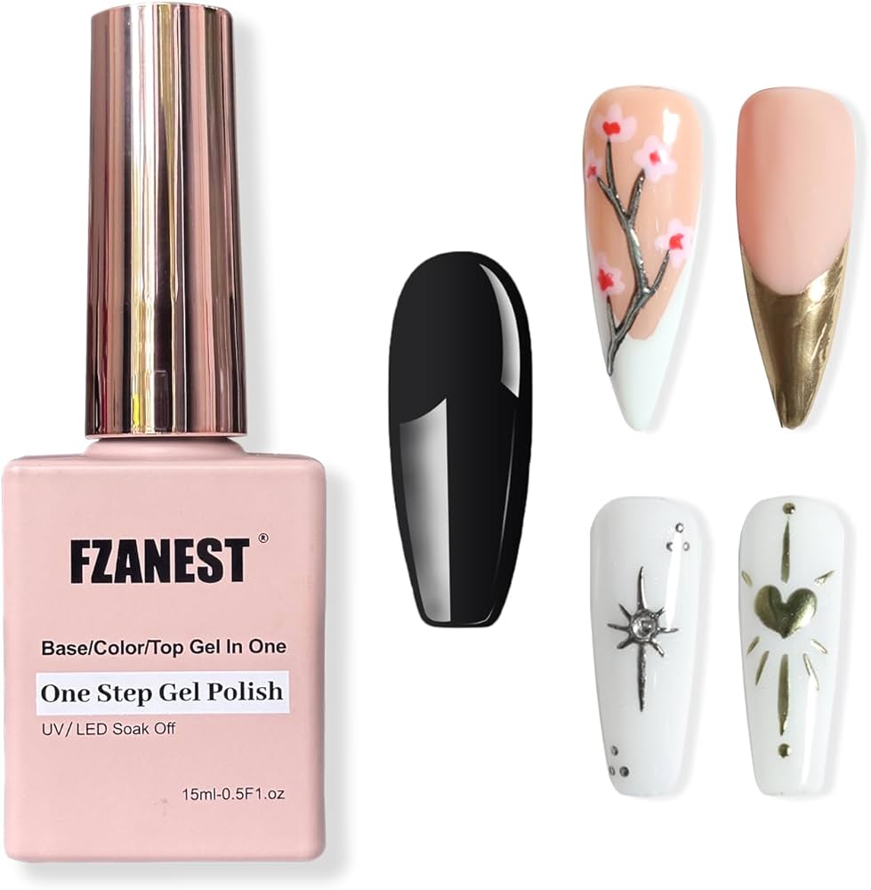 Amazon.com : FZANEST Black Gel Polish Top Base Coat for Chrome