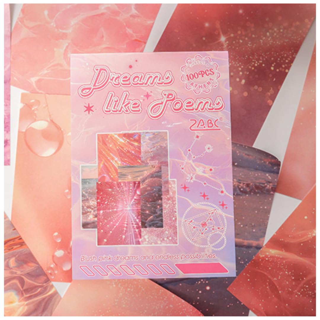 R H LIFESTYLE 100 Sheets Decorative Scrapbook Paper Vintage Aesthetic Journaling Supplies Retro Junk Journal Paper Material for Card Making, DIY Craft (Dreams Like Poems)