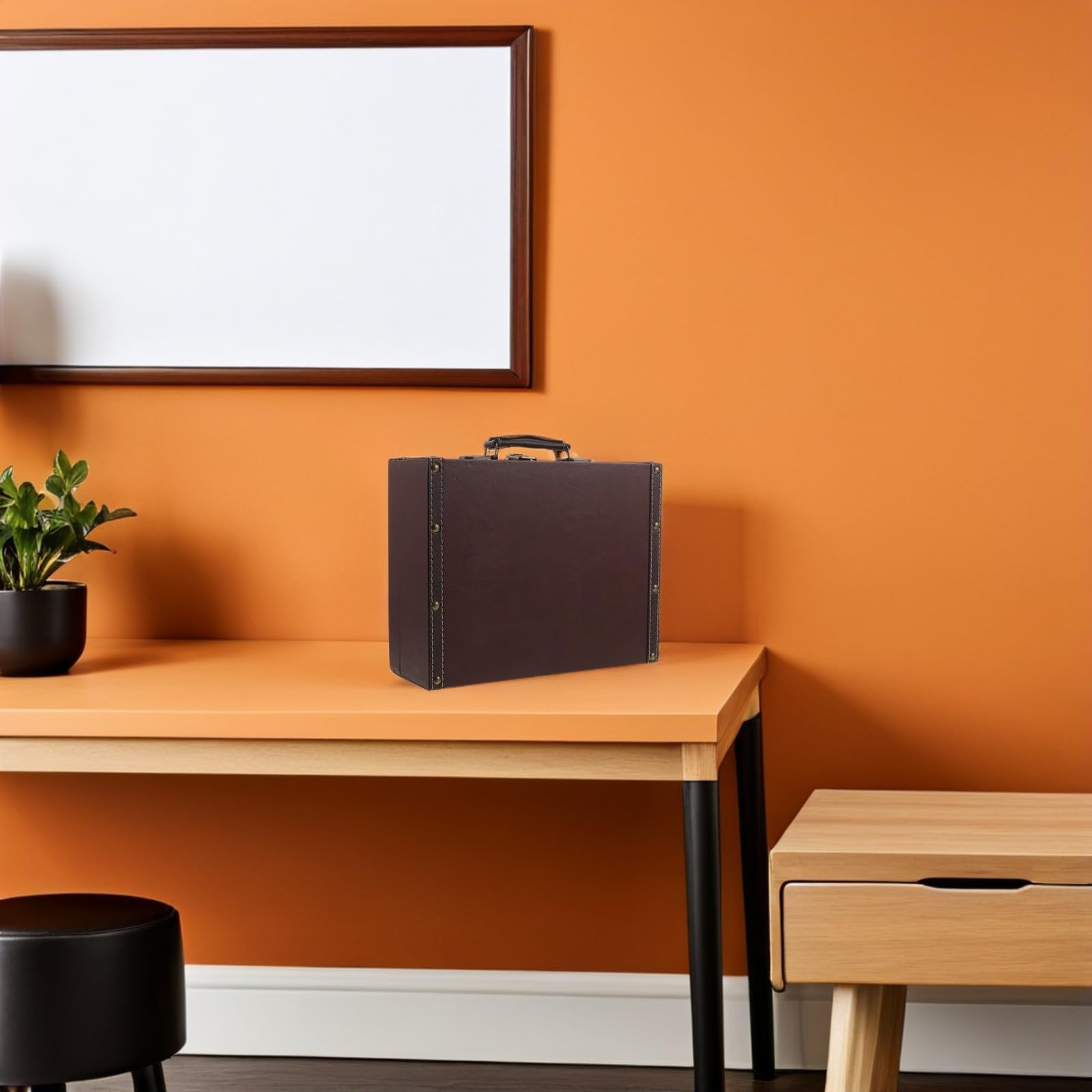 Scatola Decorativa Retrò Design Britannico in Legno e PU Portatile