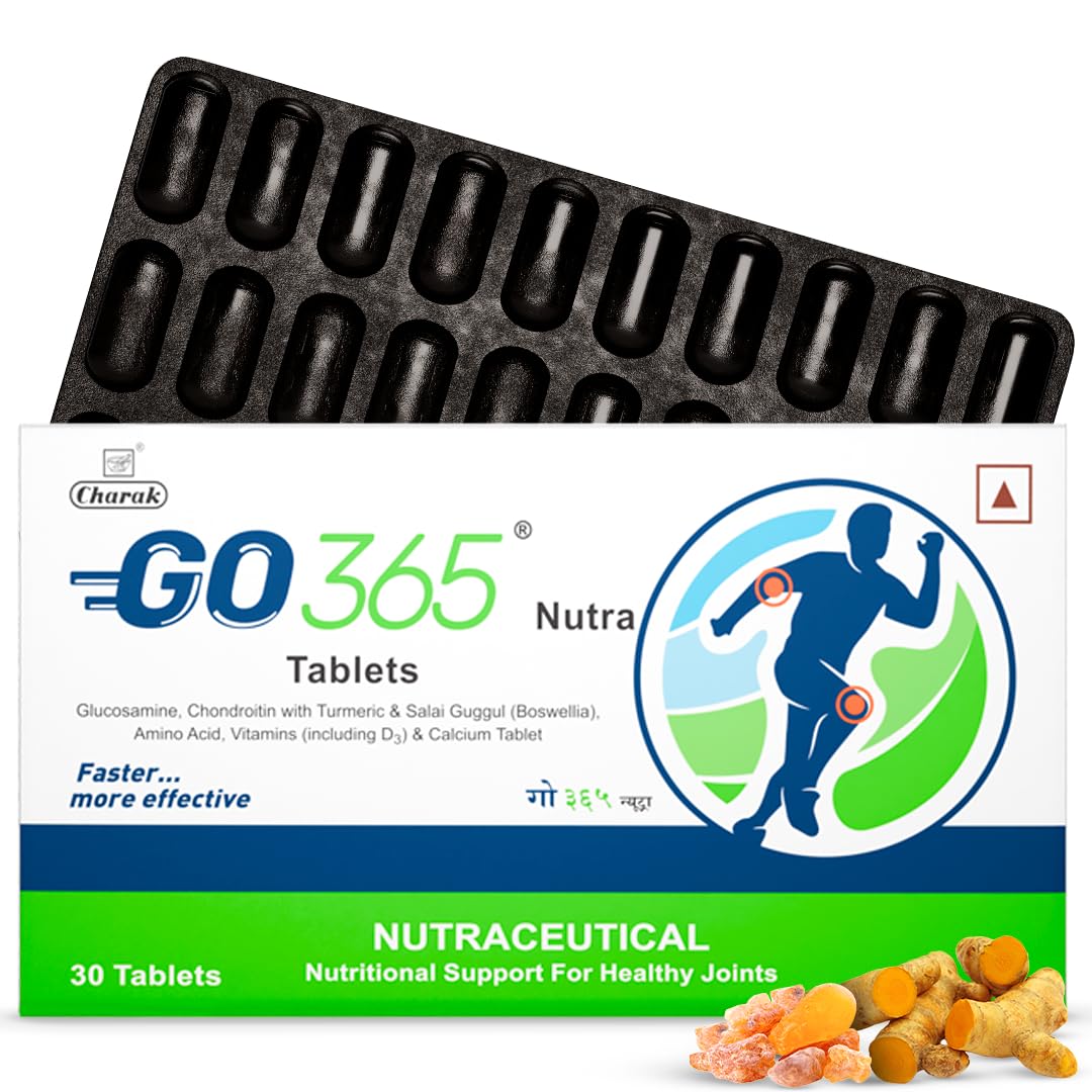 Charak Go 365 Nutra Tablet for Joint Health | Made with Glucosamine, Turmeric, Calcium & Vitamin D3 | Joint Pain Tablets |- 30 Tablets (Pack of 1-picture-28