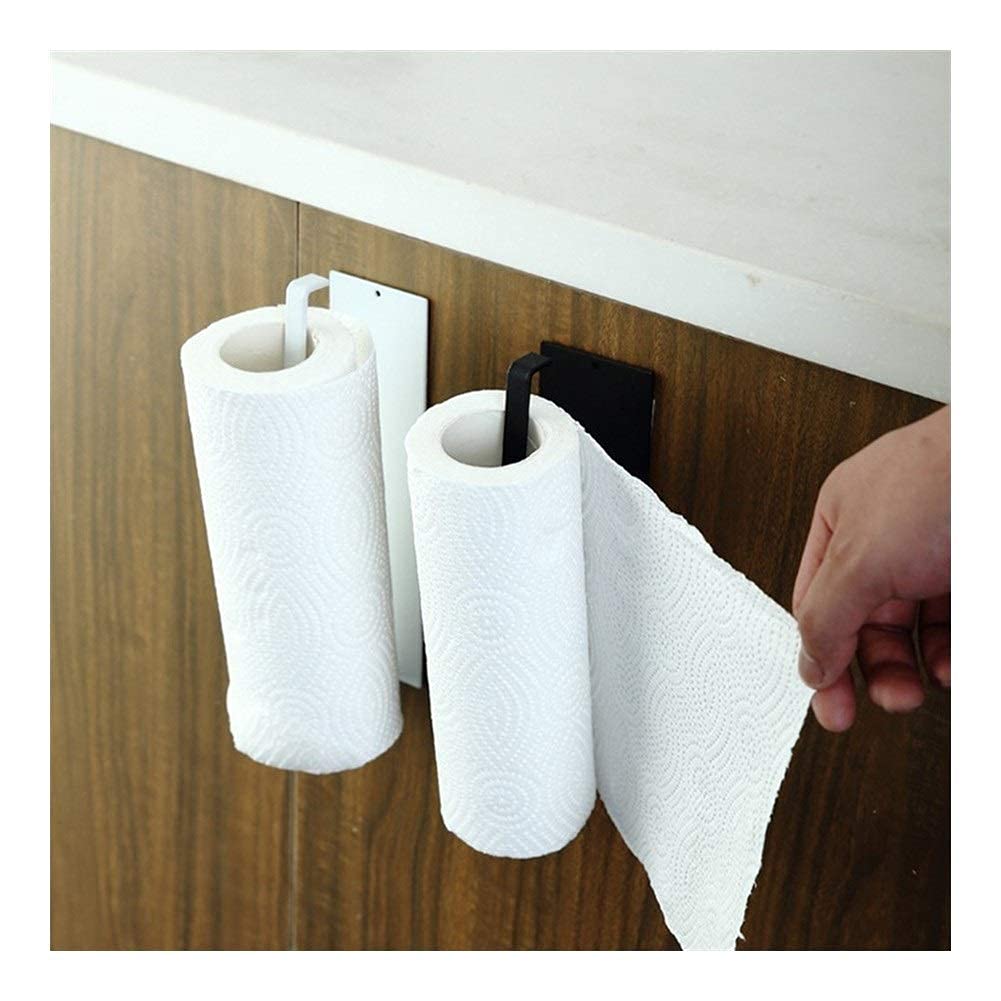 HLTYGWX Portarrollos para Papel higiénico, Estante para Almacenamiento de Toallas Autoadhesivo para Cocina, Colgador de pañuelos, Estante Colgante para gabinete/Negro