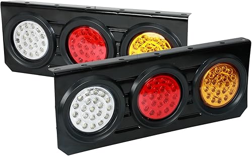 BLACKHORSE-RACING Juego de 2 luces LED traseras para remolque, 40 LED, impermeables, señal de giro, freno, marcha atrás, luces traseras LED para