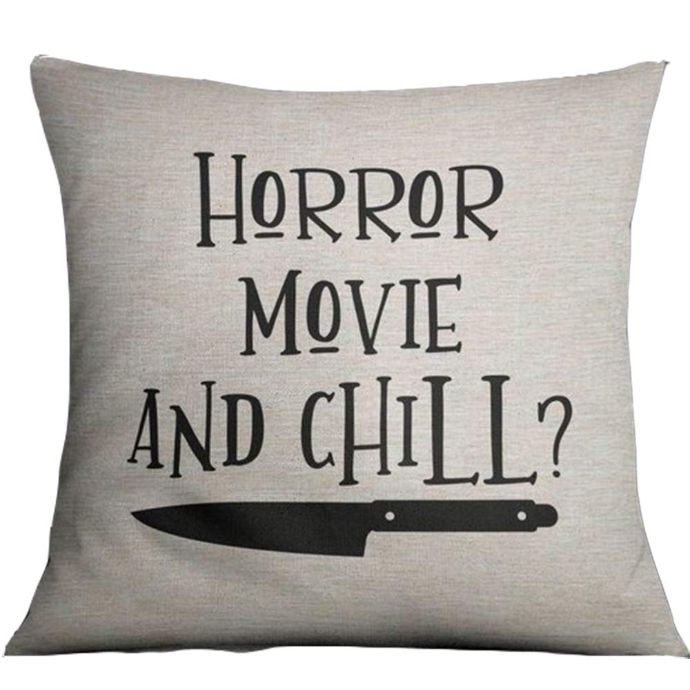FaceYee Horror Movie and Chill Pillows Covers 18x18inch Halloween Throw Pillowcase Pillow Cover for Horror Movie Lover Home Bed Couch Color: Horror Movie Lover - 