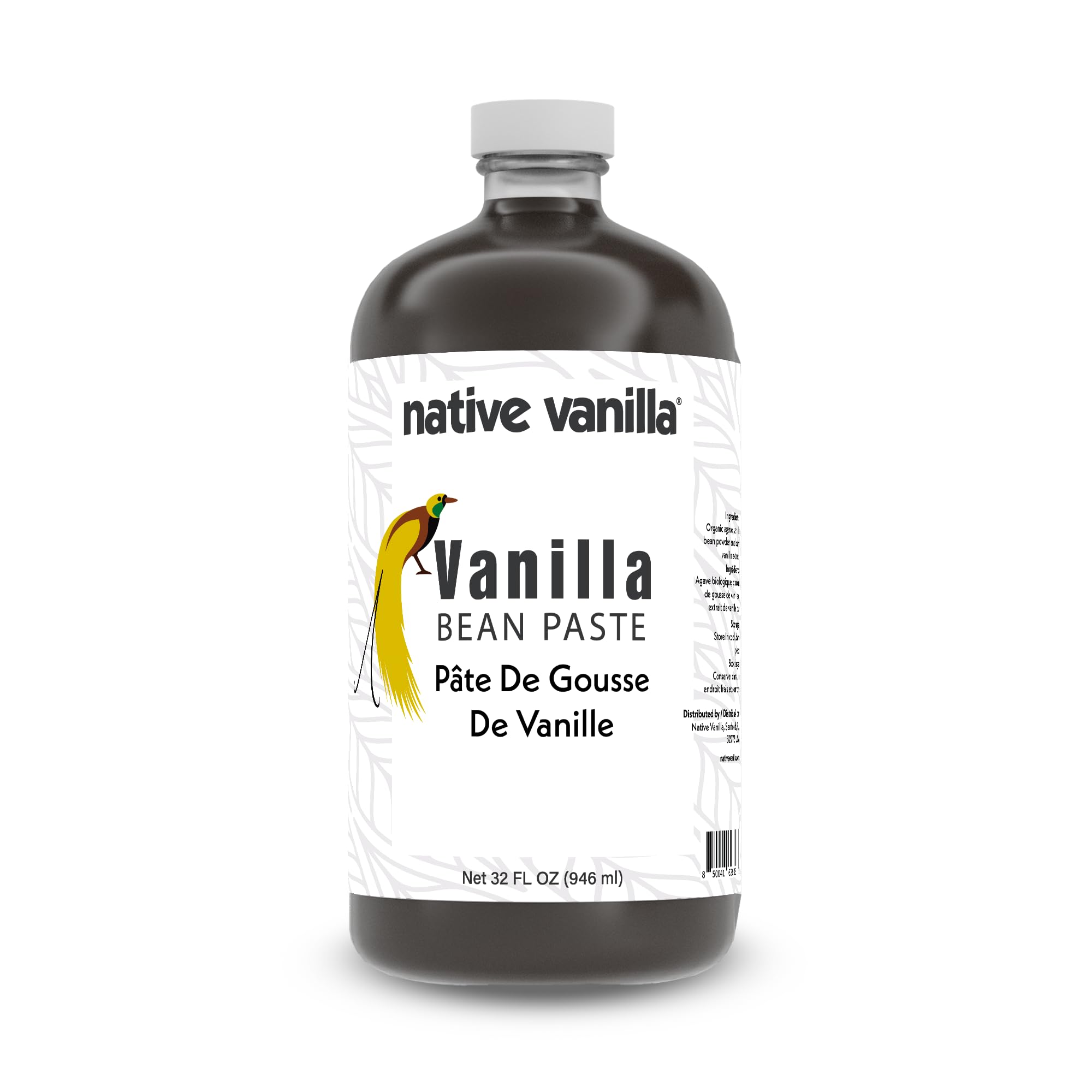 Vanilla Bean Paste - Native Vanilla - All Natural Pure Vanilla Bean Paste - Made with Organic Agave Syrup - For Cooking, Baking & Desserts - 100% Vegan & Kosher - Non-GMO & Gluten-Free - 32 oz
