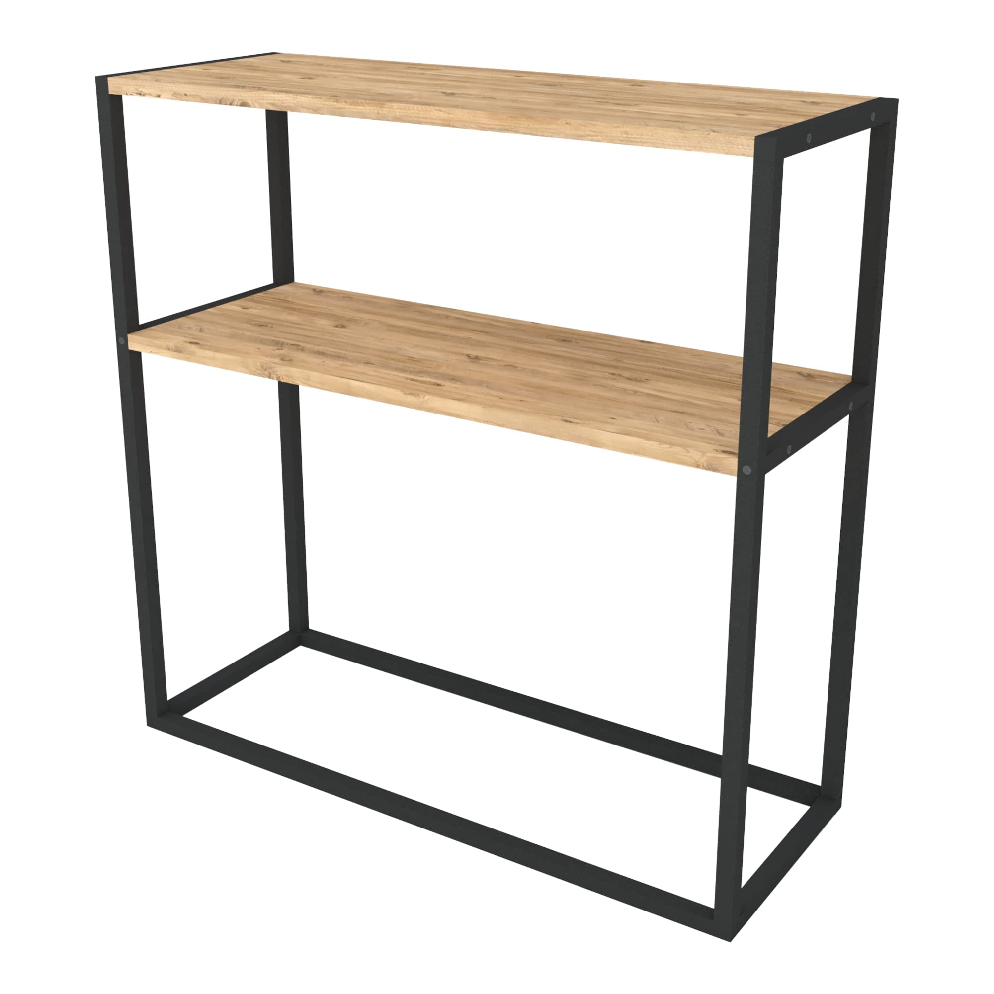 [en.casa] Table Console pour Salon Table d'Appoint Rectangulaire avec Surface de Rangement Panneau de Particules Métal 90 x 90 x 34 cm Effet Chêne Noir