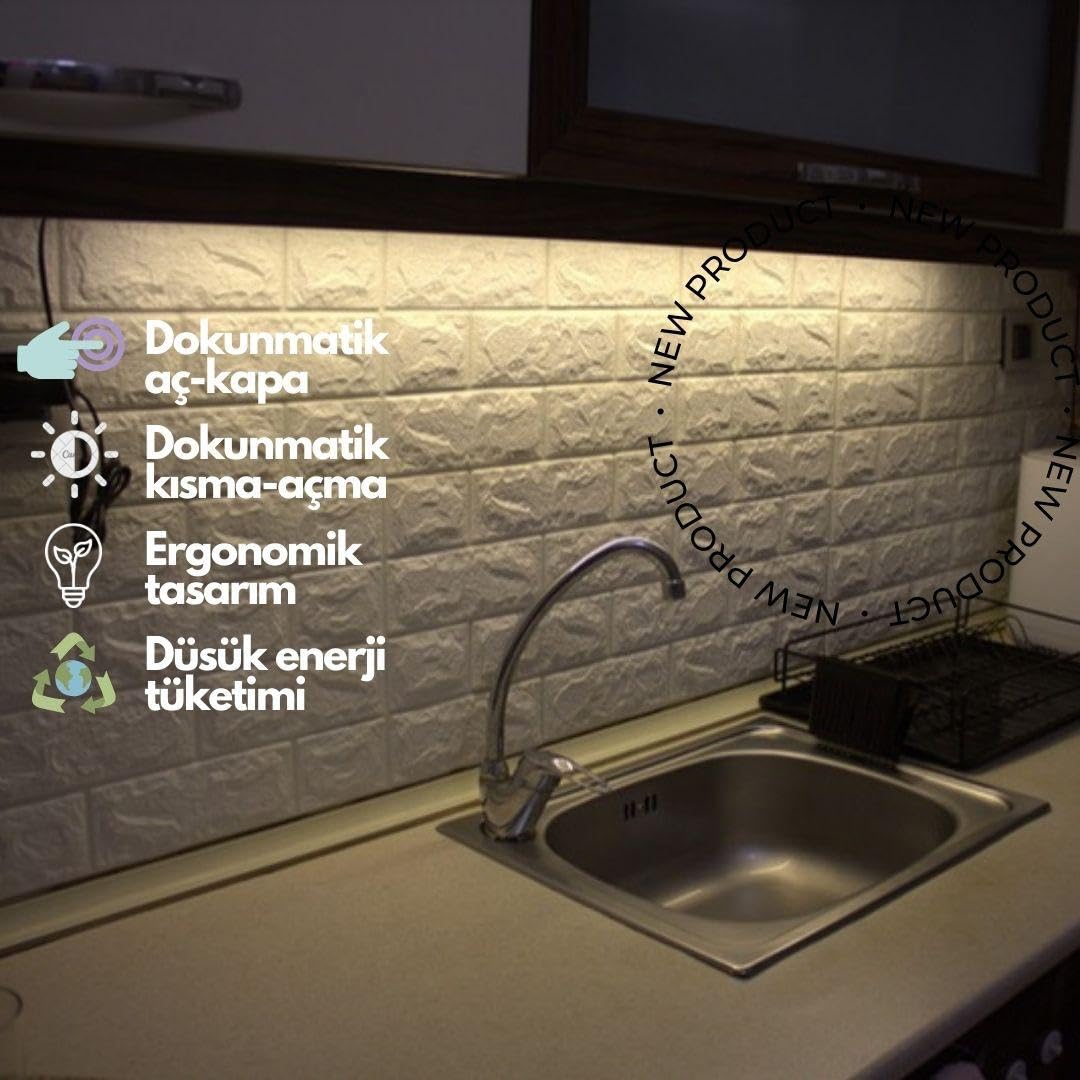 Dokunmatik 120cm Dim Edilebilir Tak Çalıştır Led Işık Mutfak, Dolap, Tezgah Altı, Duvar Dekoratif GeceLamba (GÜNIŞIK)