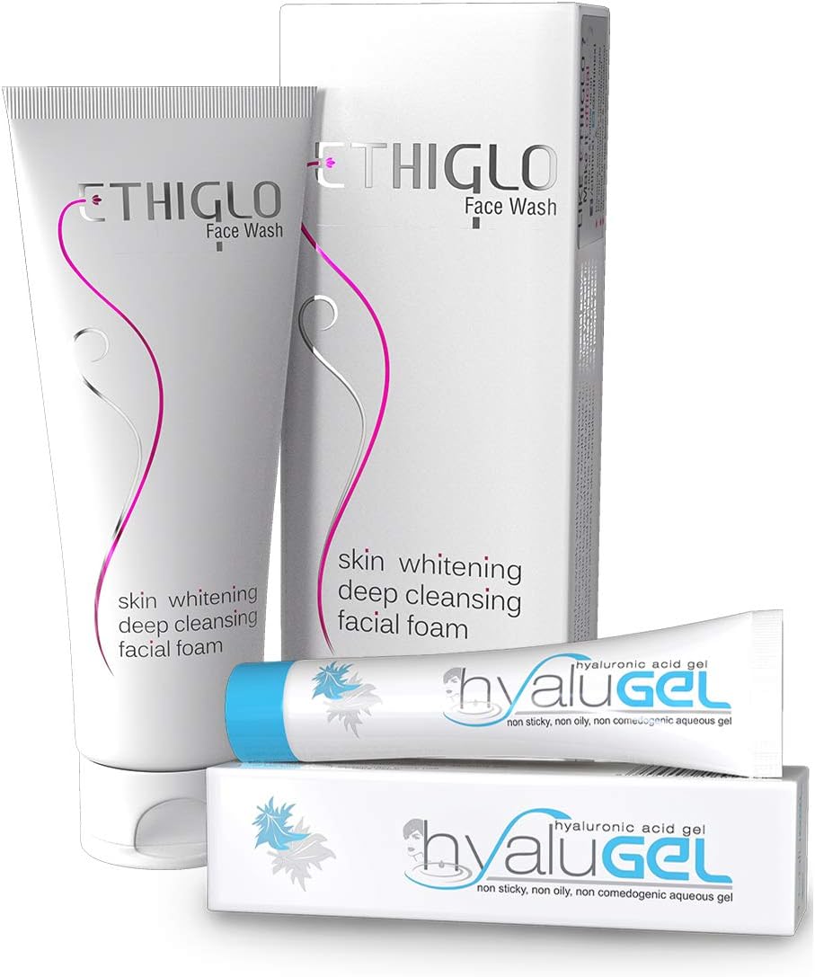Ethiglo Skin whitening Face Wash (70ml) with Hyalugel Hyaluronic Acid Gel (30gms)