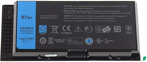 FV993 KJ321 FJJ4W R7PND PG6RC RY6WH Reemplazo de batería para laptop Dell Precision M4600 M4700 M4800 M6600 M6700 M6800 Series (11.1V 97Wh)