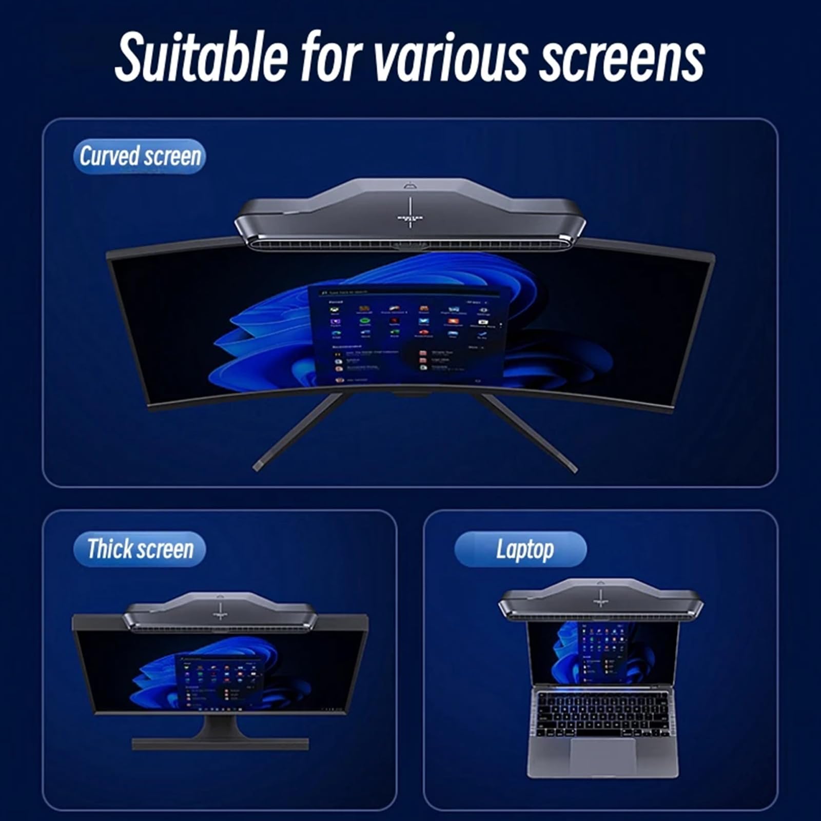HYBEW Functional USB Fan for Household, Vertical Use, Screen Hanging, Office - Textured Design for Monitors