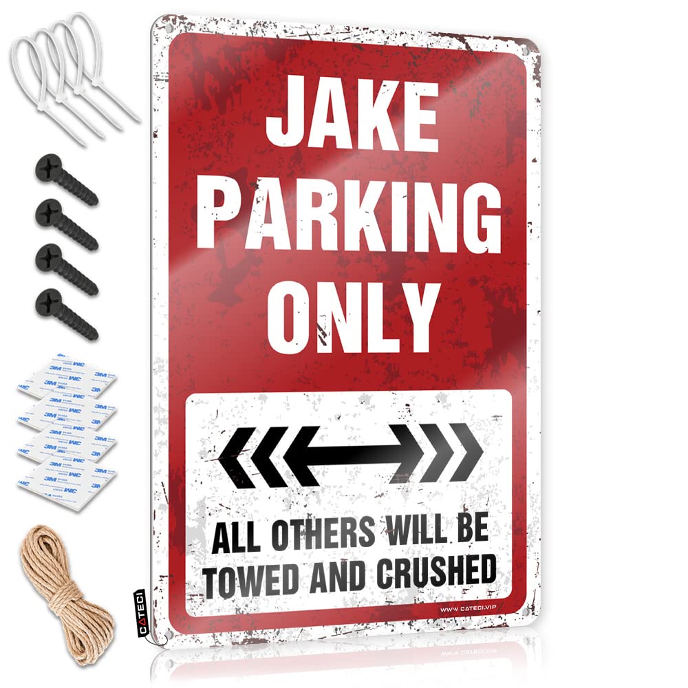 Krazmurongd Men's One Color Metal Signs For Man Cave Jake Parking Only Tin Sign Gaming Metal Tin Decor Metal Man Cave Sign(20X30cm)