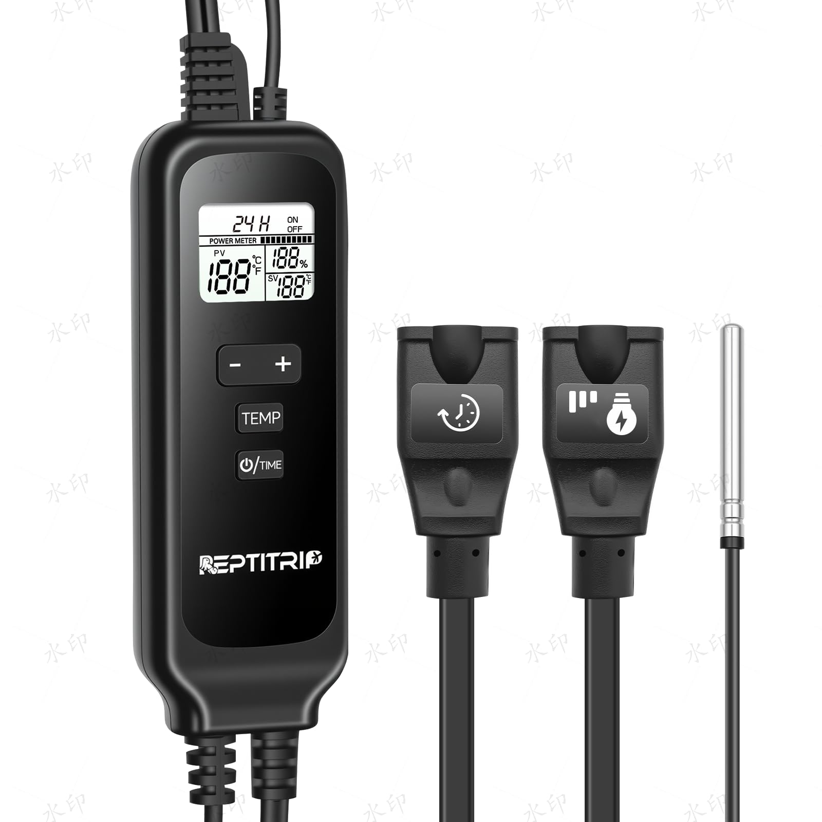 2 in 1 Reptile Dimming Thermostat with 2 Socket for Timer & Heating Control, Thermostat for Reptile Heat Lamp Heat Pad, PID Temperature Controller, Memory Function, ℉/℃