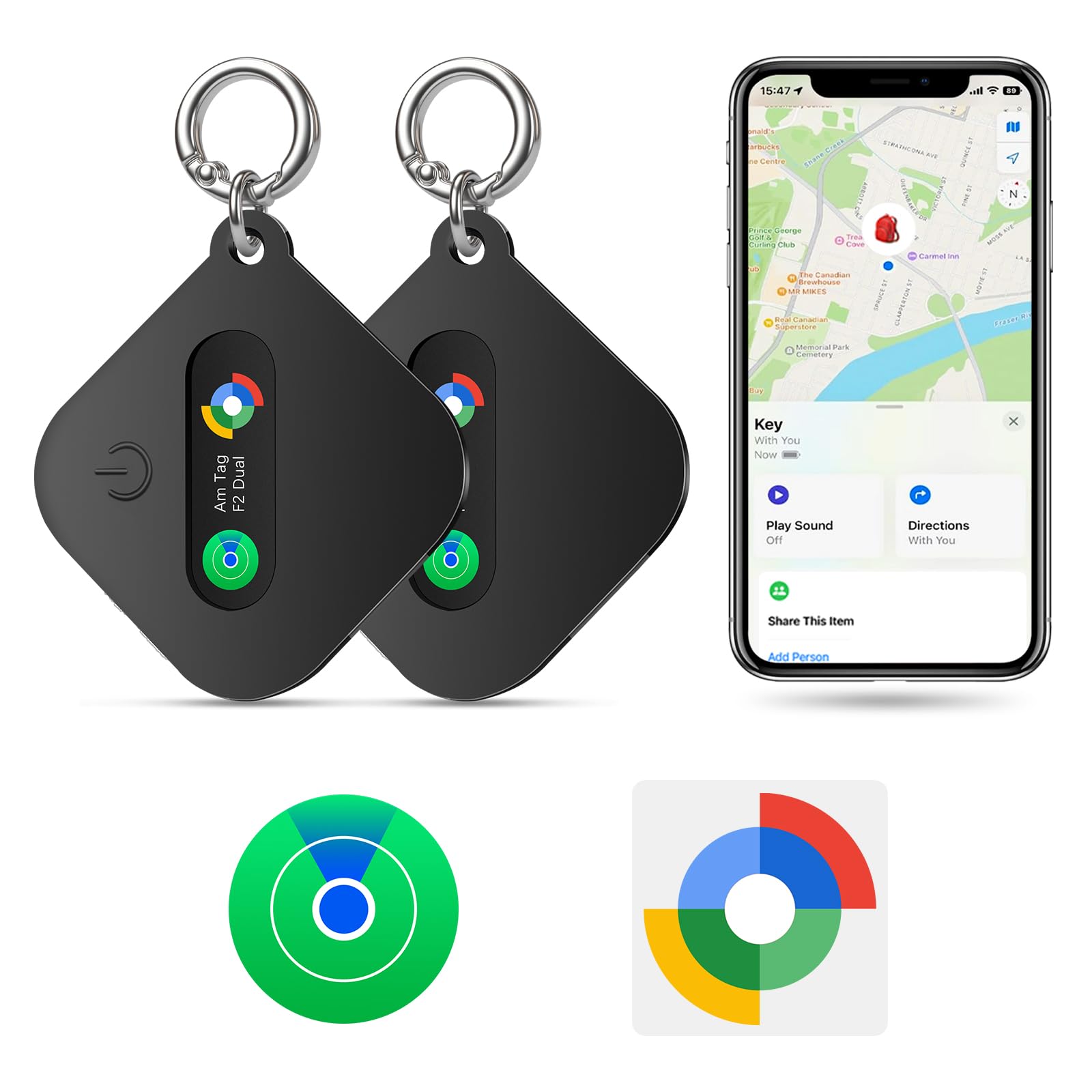 Dual System Bluetooth Tracker for iOS or Android-2 Packs, Compatible with Apple Find My (iOS) & Google's Find Hub(Android) for Smart Tracking Tag/Key Finder/Luggage Tracker-image-19