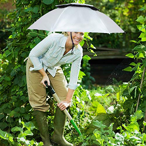 Luwint Double Layer Umbrella Hat Headwear 36'' Diameter Oversized Folding Adjustable Hands Free Uv Wind Rain Protection - Fishing Gardening In Outdoor Recreation (Silver) #TOP2