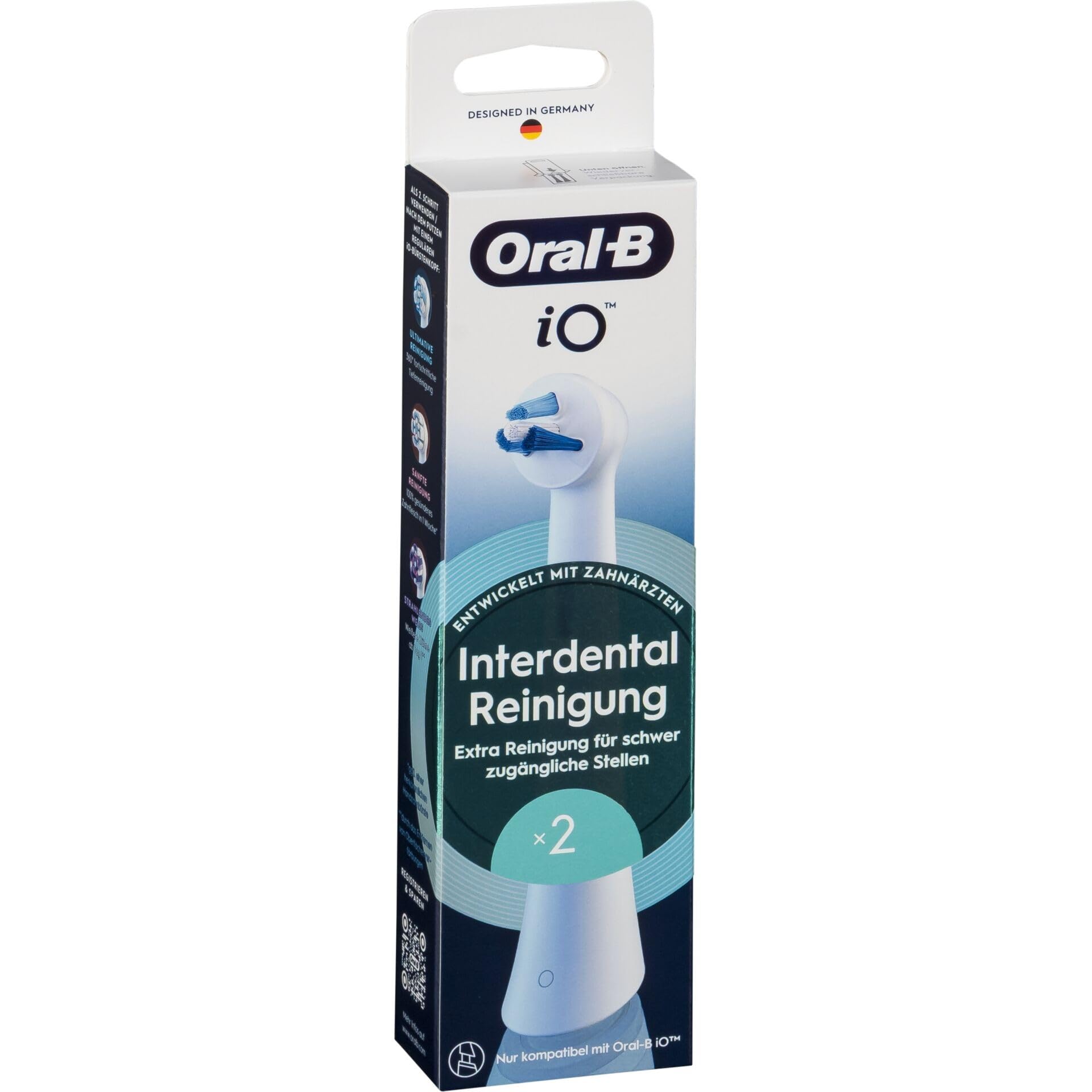 Oral-B iO - Cabezales de limpieza interdental originales para cepillos de dientes eléctricos – Accesorio apto para ortopedia, implantes y desalineación