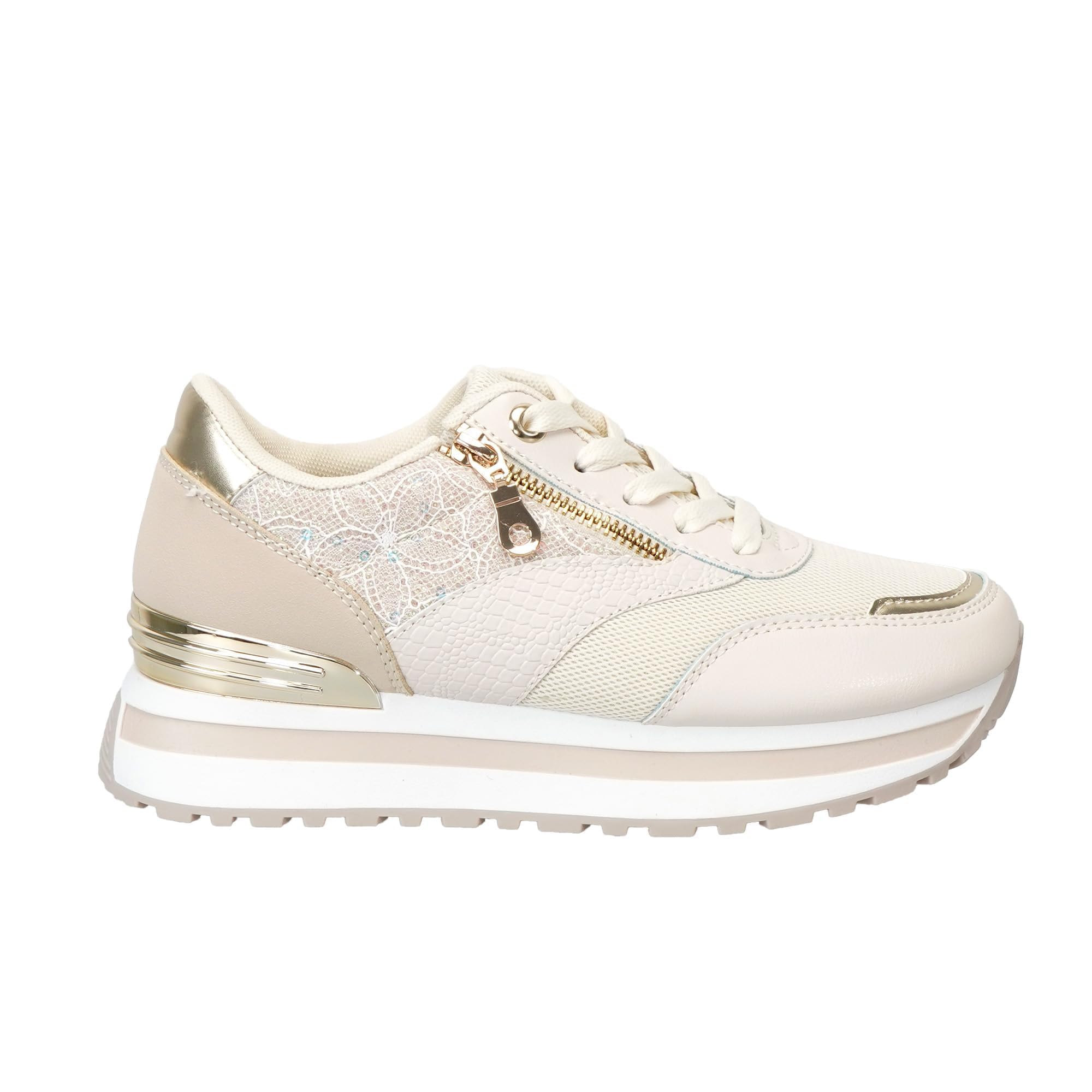 JOMIX Scarpe Donna con Lacci e Zeppa Plateau Sneakers Sportive Leggere Traspiranti Antiscivolo Casual per Corsa Camminata Fitness Yoga Outdoor Palestra