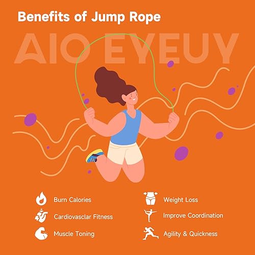 Miniatura 4 de Paquete de 5 cuerdas de saltar ajustables para fitness y ejercicio, cuerda de saltar ligera de PVC para hombres, mujeres y niños, sin enredos para